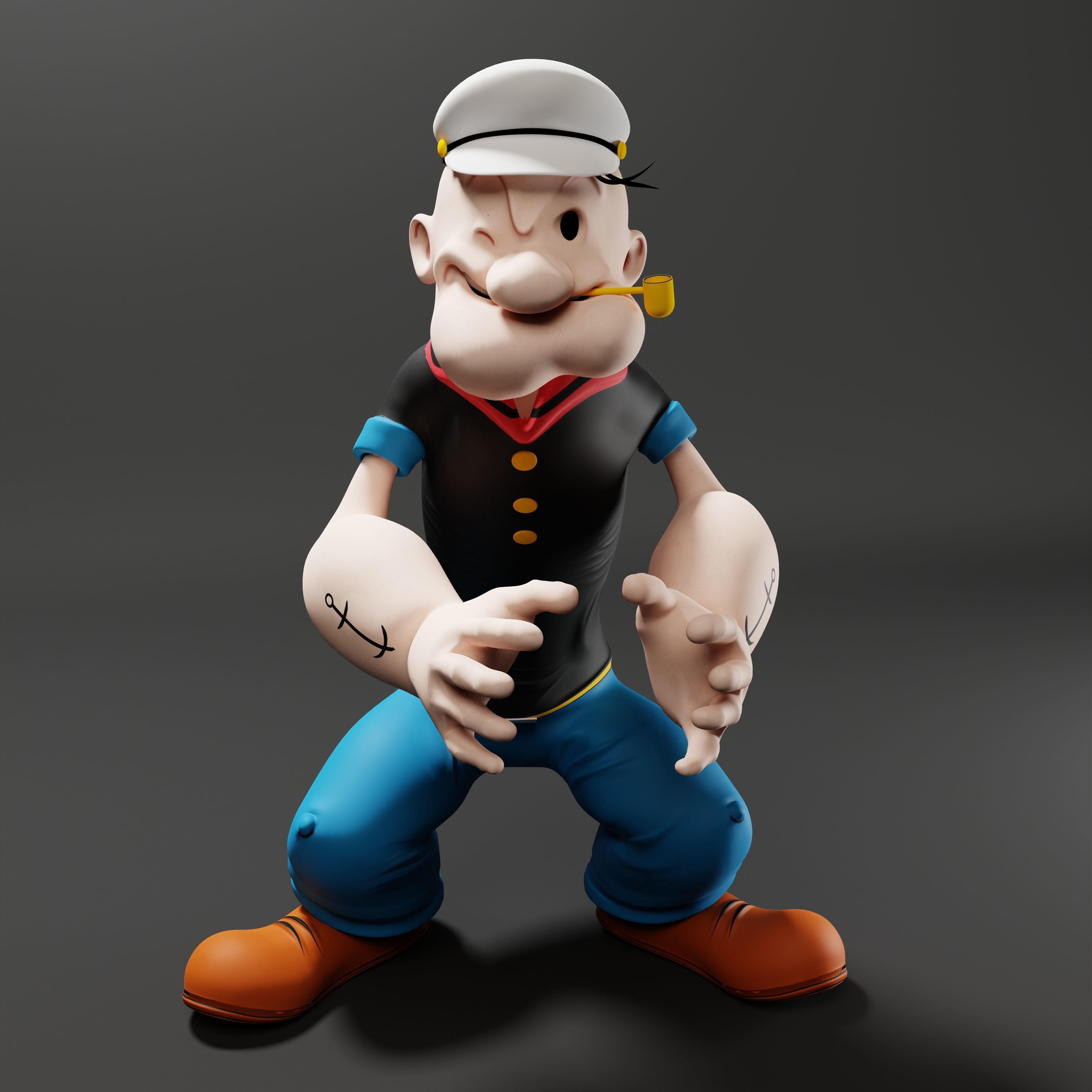 Popeye The Sailor - Rigged Low-poly 3D model_4