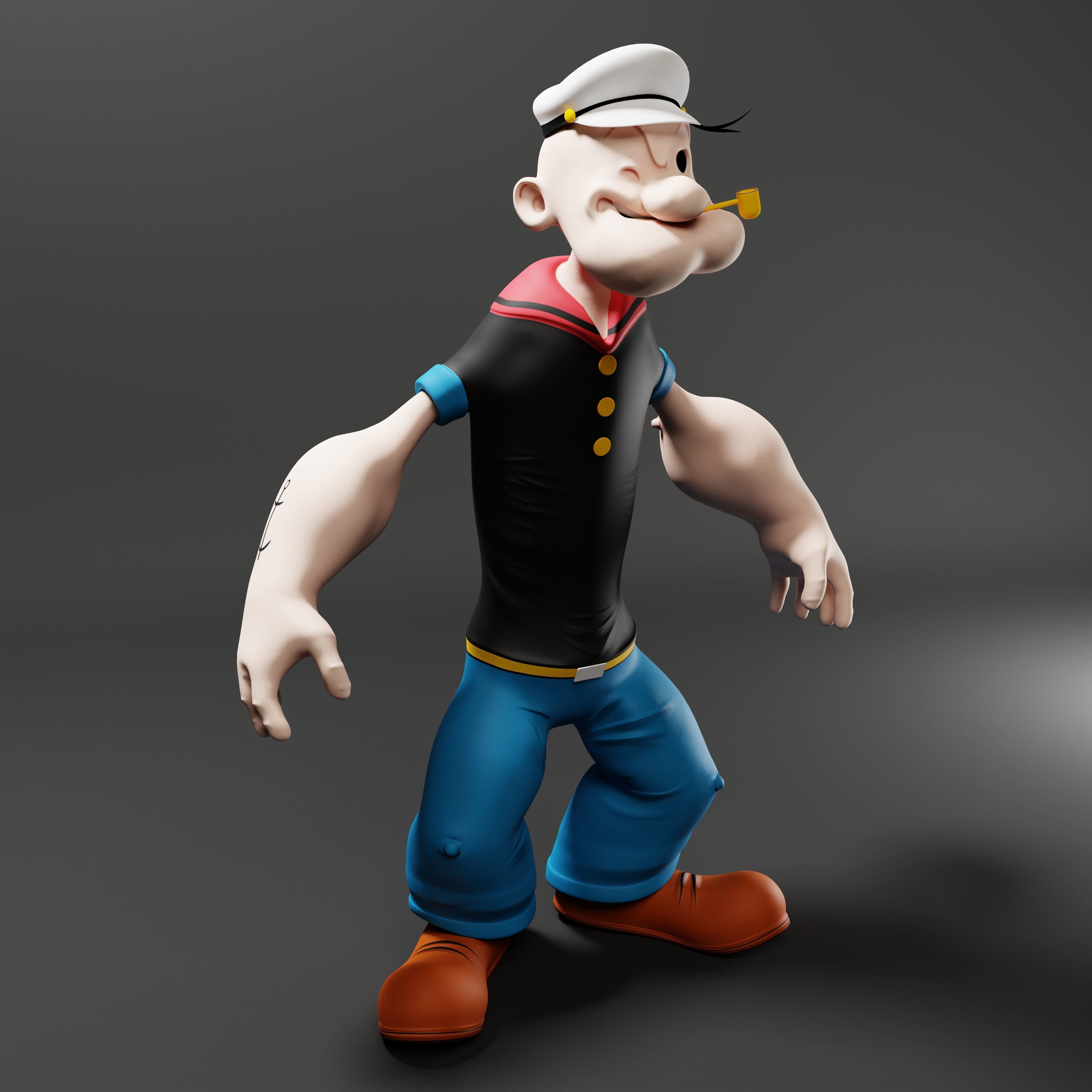 Popeye The Sailor - Rigged Low-poly 3D model_46