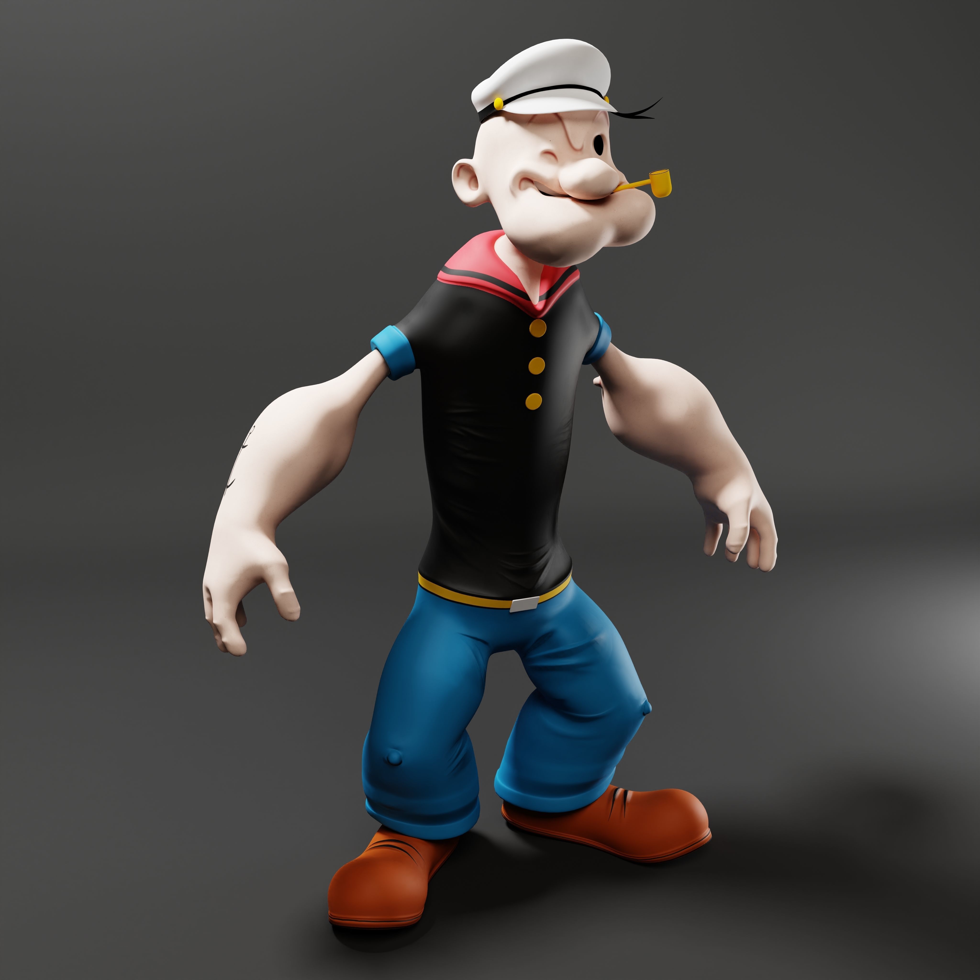 Popeye The Sailor - Rigged Low-poly 3D model_47
