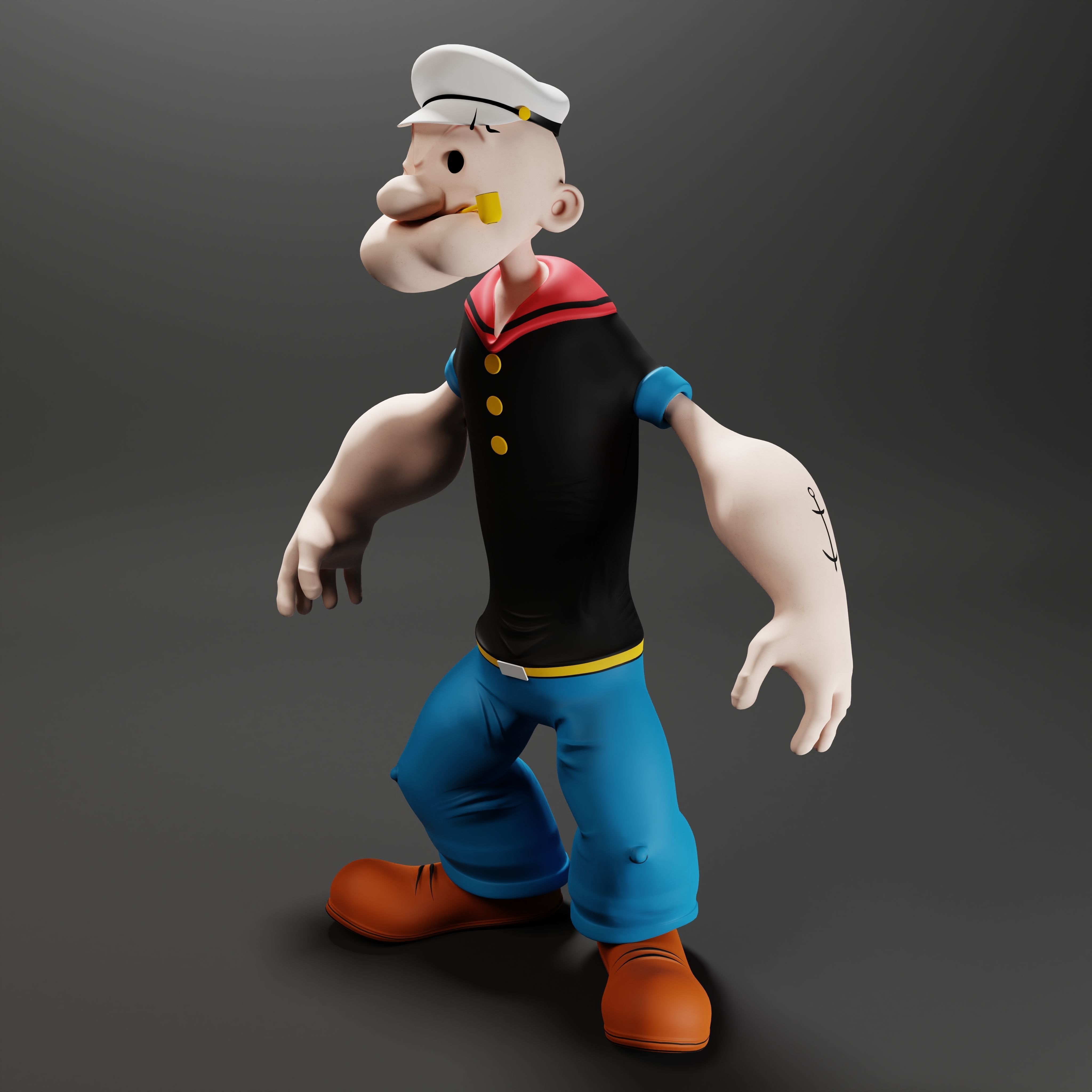 Popeye The Sailor - Rigged Low-poly 3D model_15