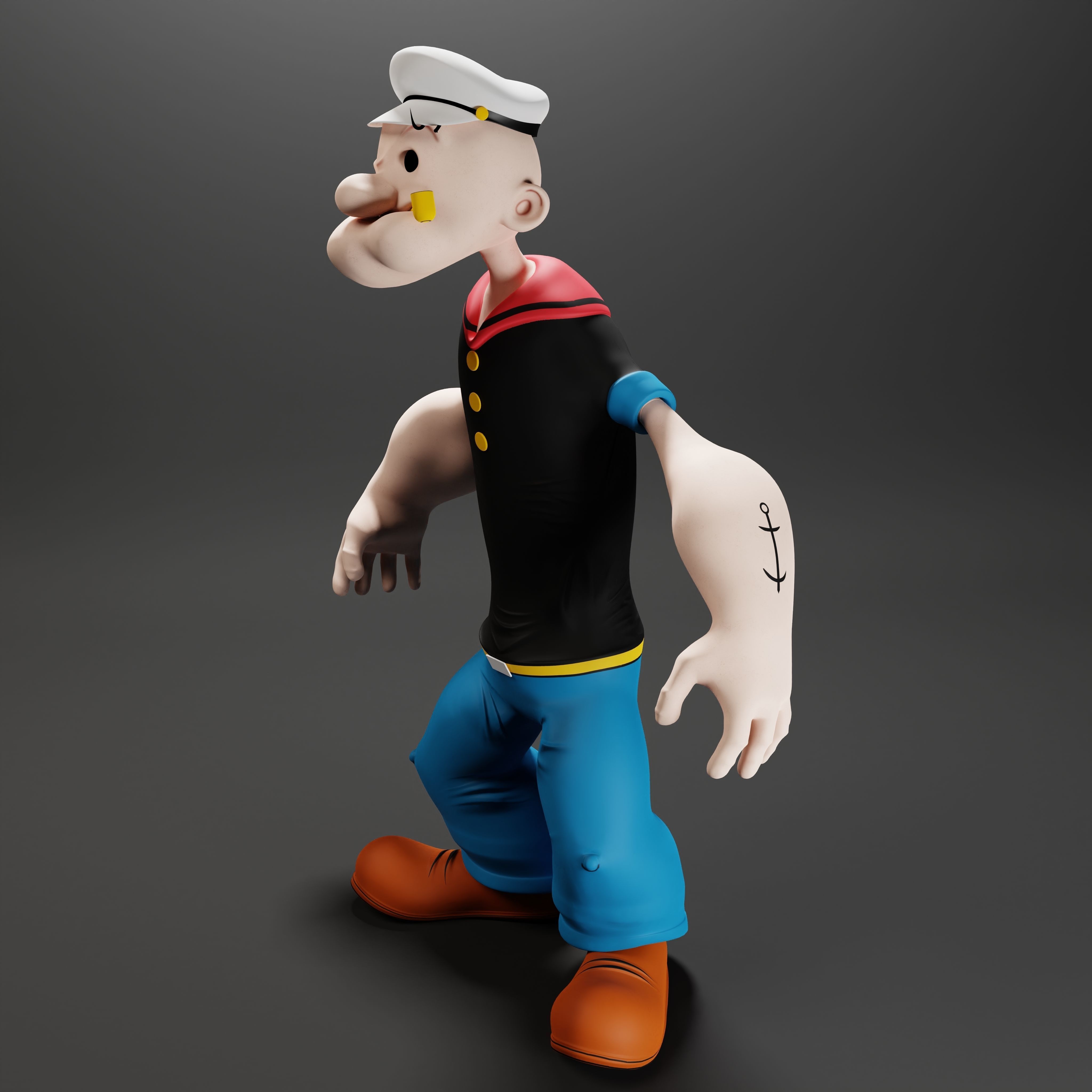 Popeye The Sailor - Rigged Low-poly 3D model_17