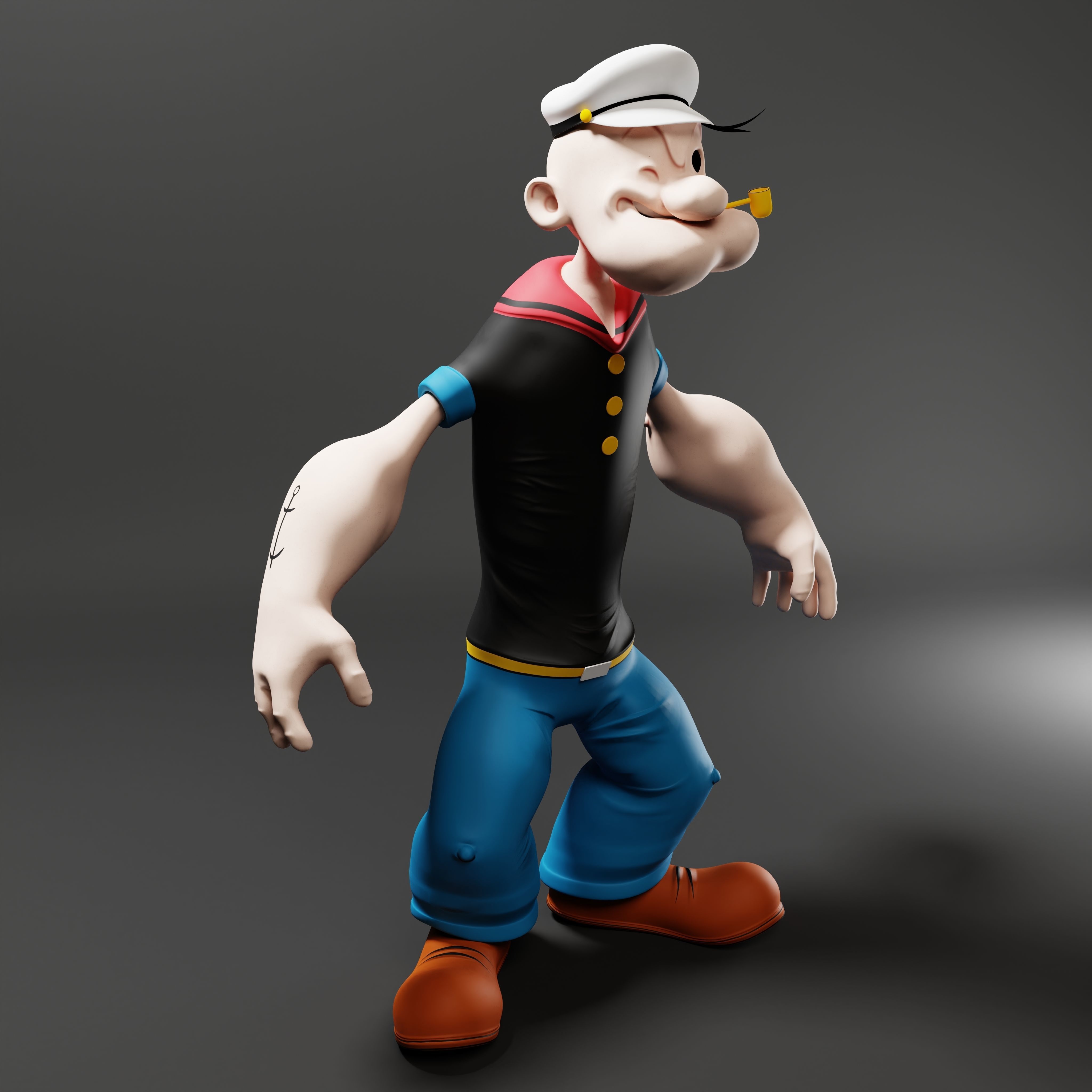 Popeye The Sailor - Rigged Low-poly 3D model_45