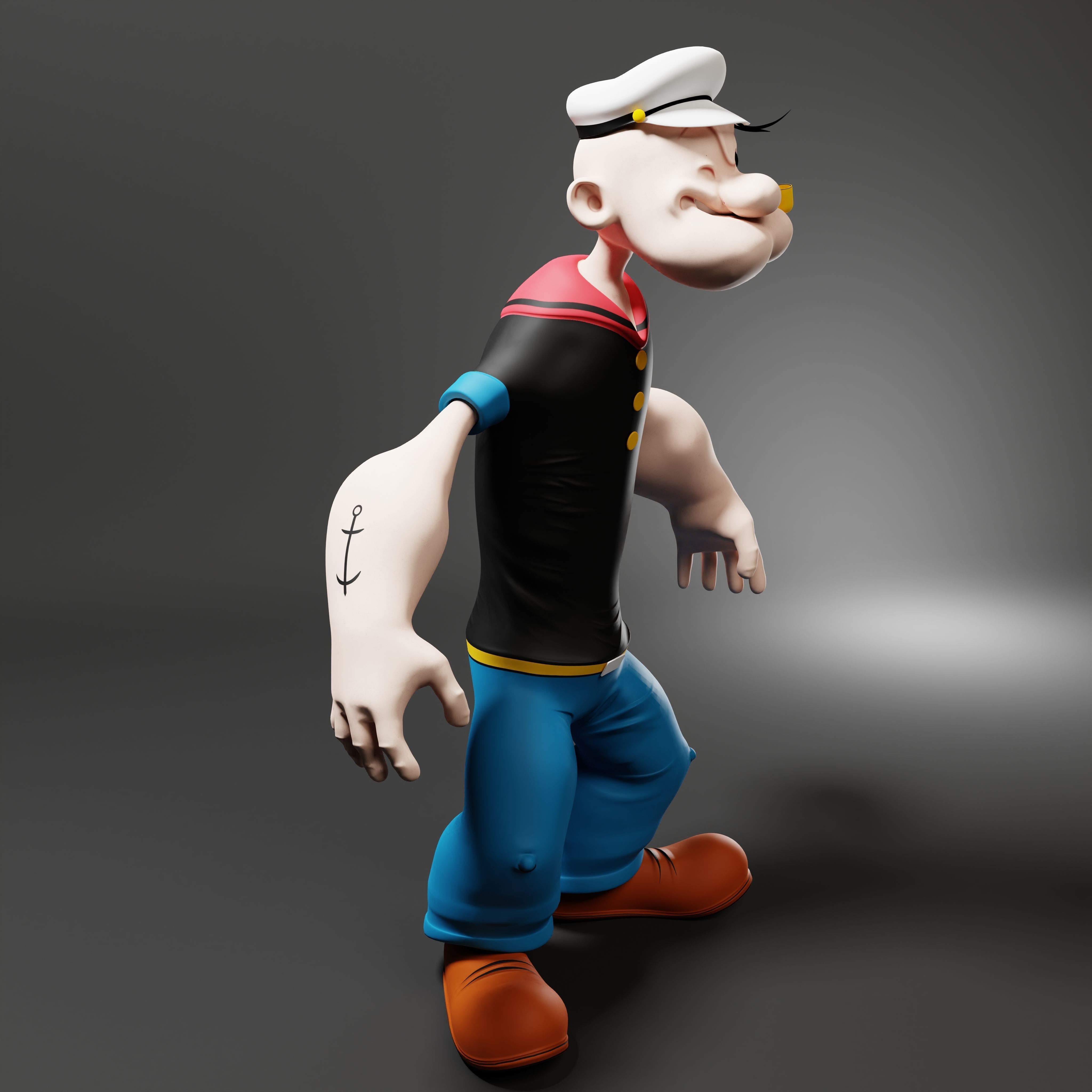 Popeye The Sailor - Rigged Low-poly 3D model_42