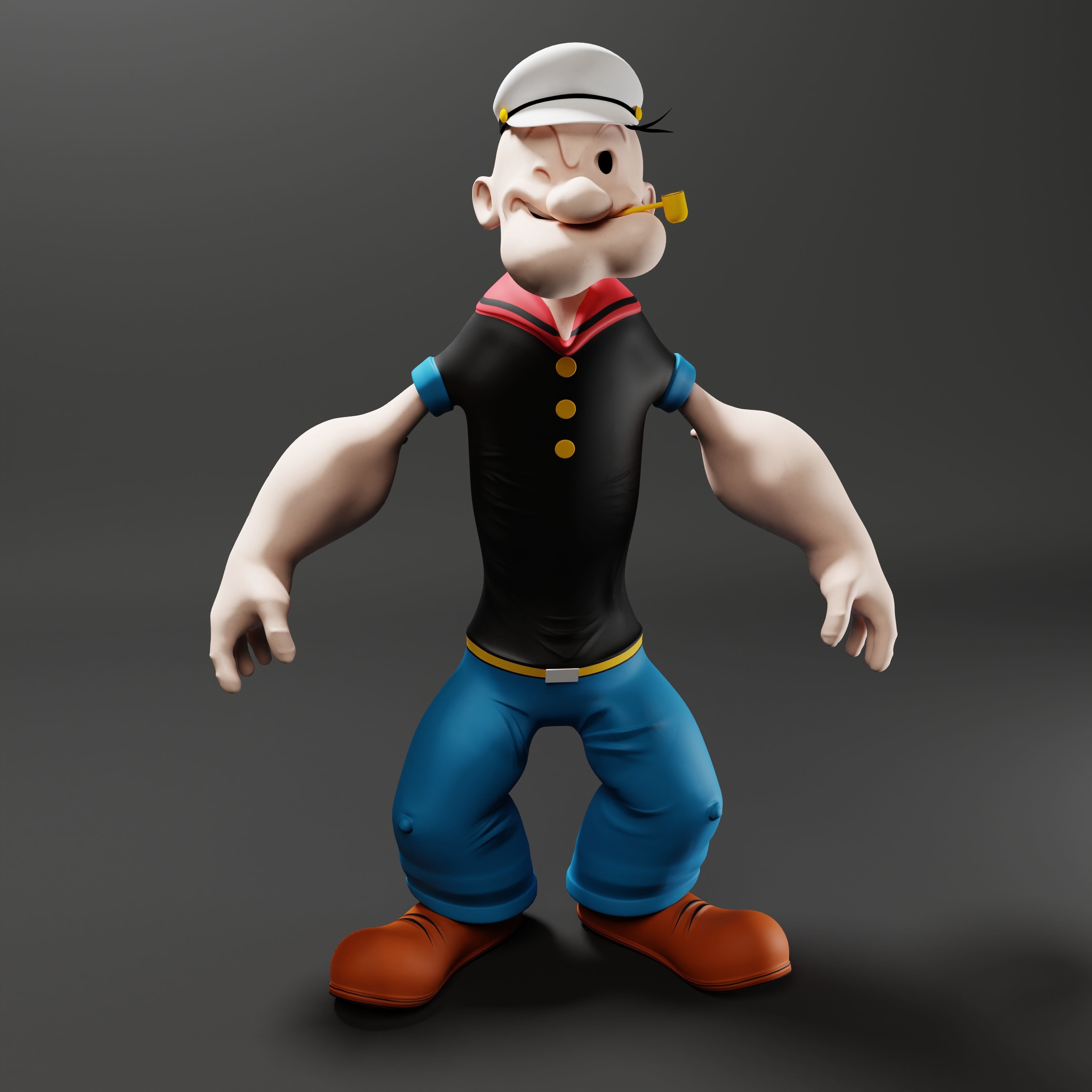 Popeye The Sailor - Rigged Low-poly 3D model_57
