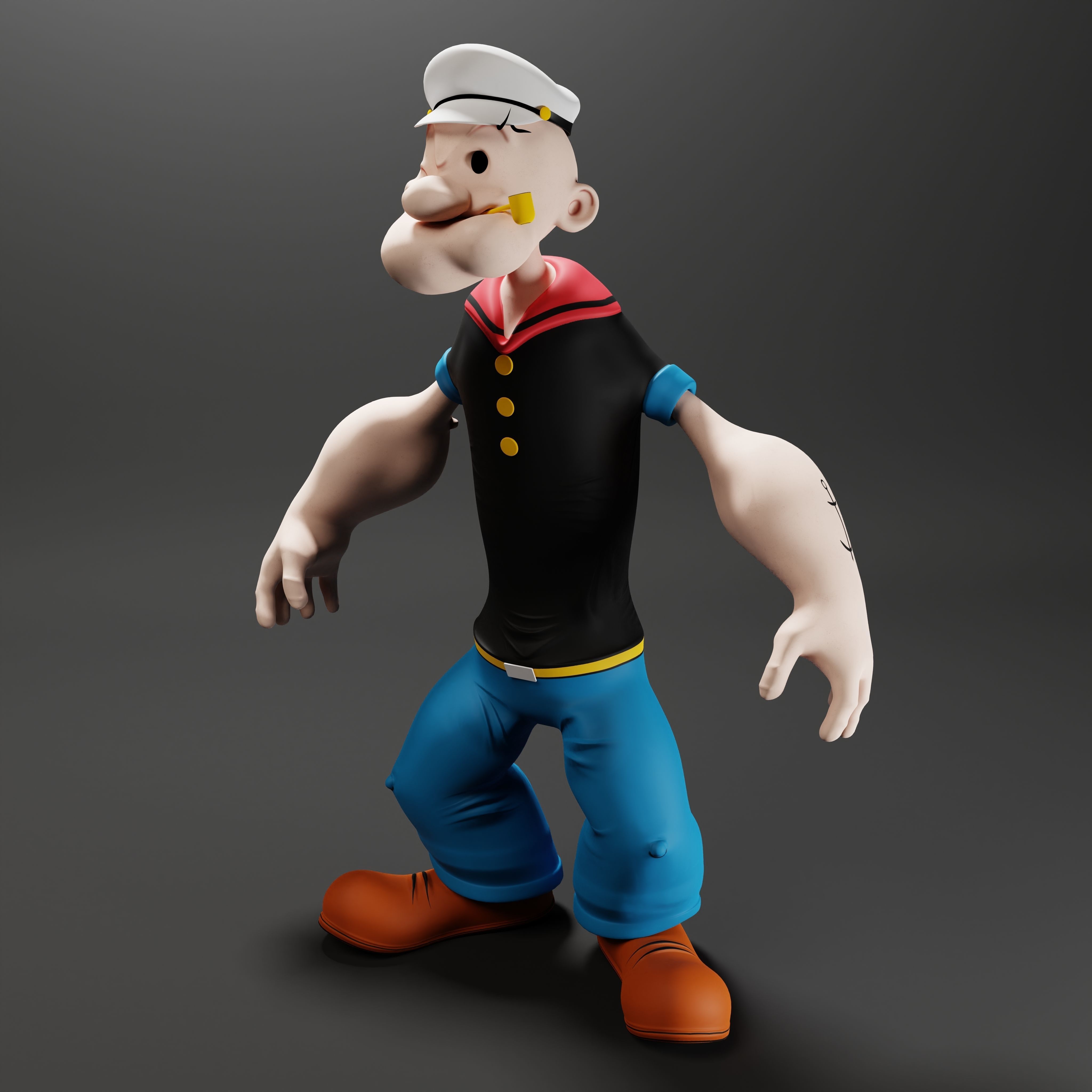 Popeye The Sailor - Rigged Low-poly 3D model_14