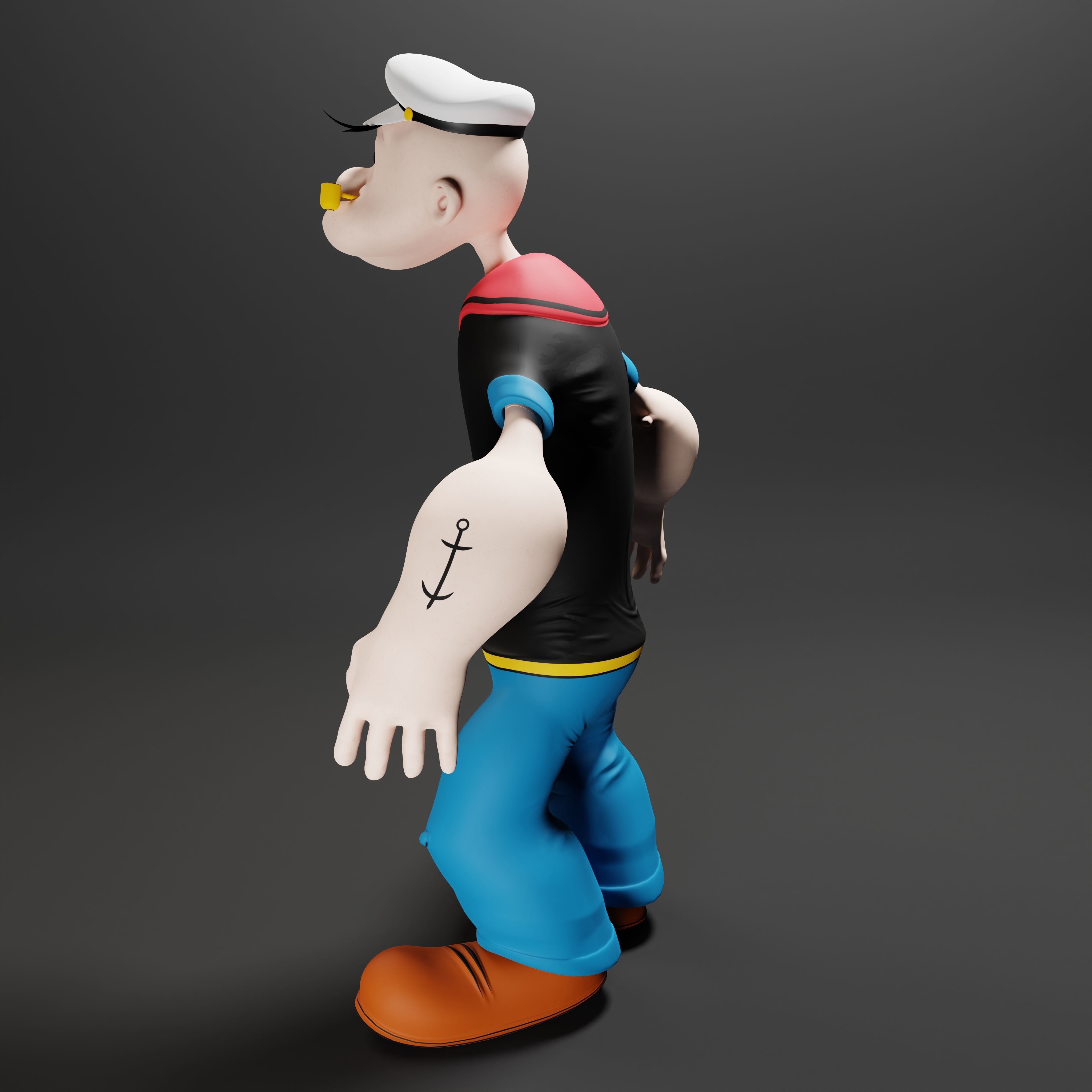 Popeye The Sailor - Rigged Low-poly 3D model_23