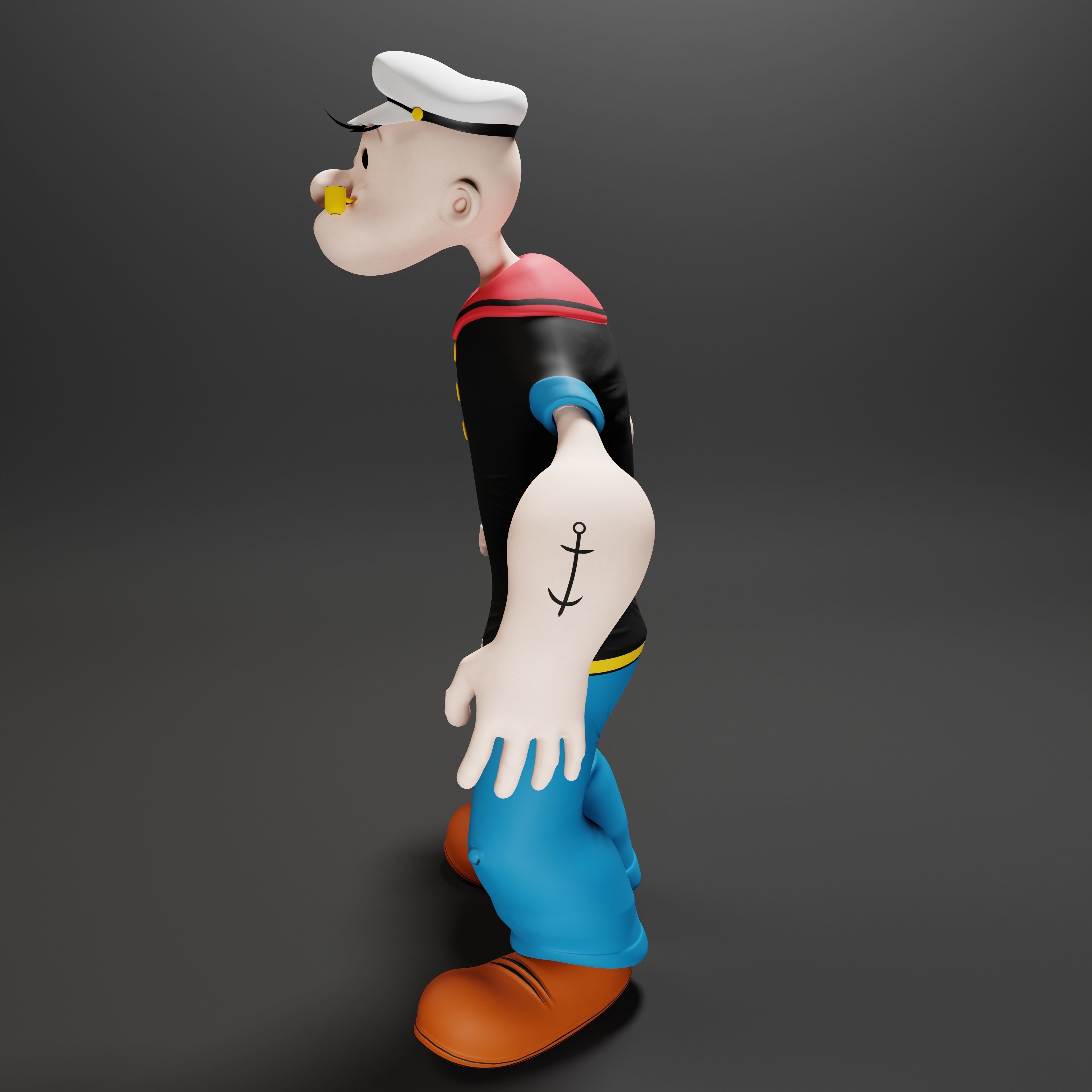 Popeye The Sailor - Rigged Low-poly 3D model_21