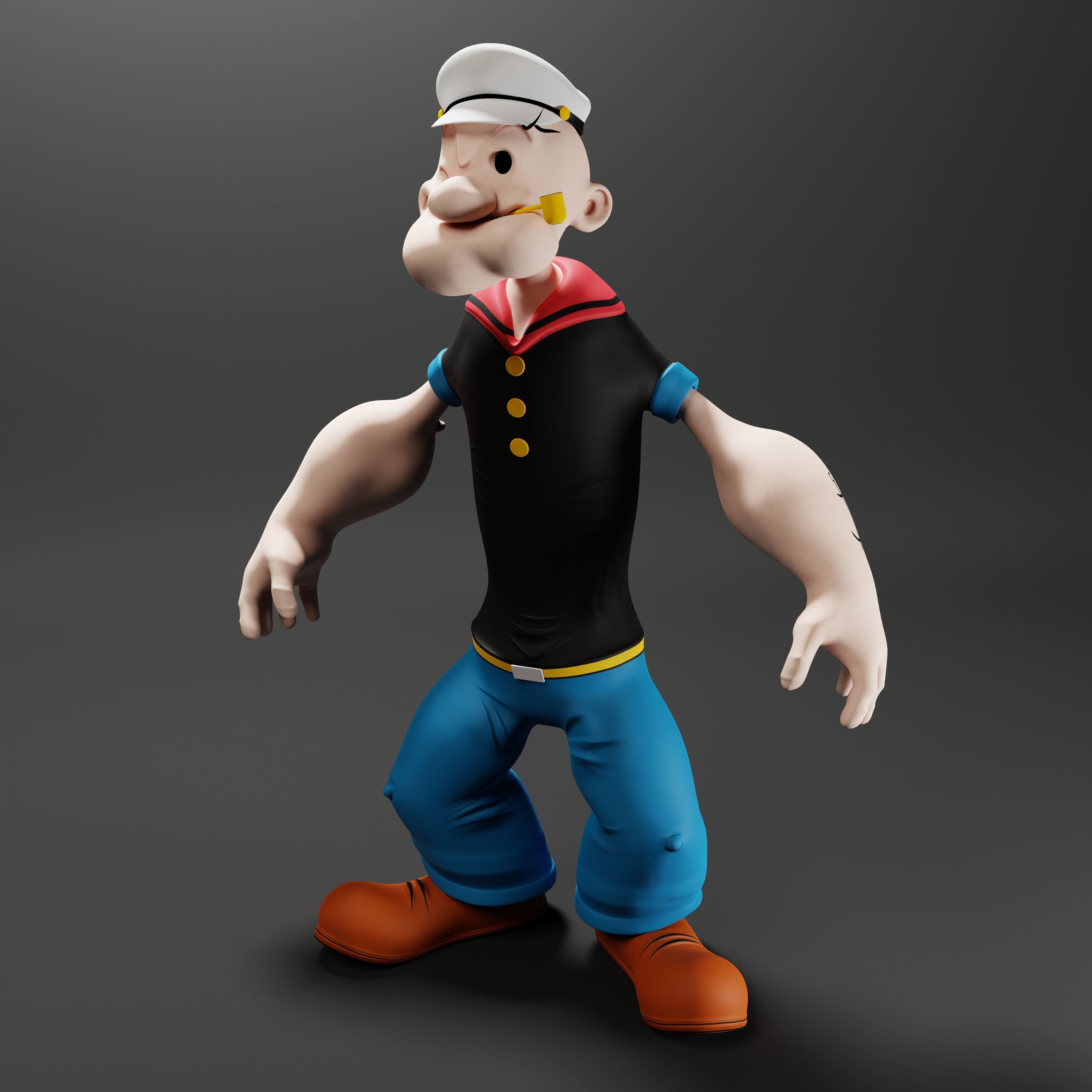 Popeye The Sailor - Rigged Low-poly 3D model_13