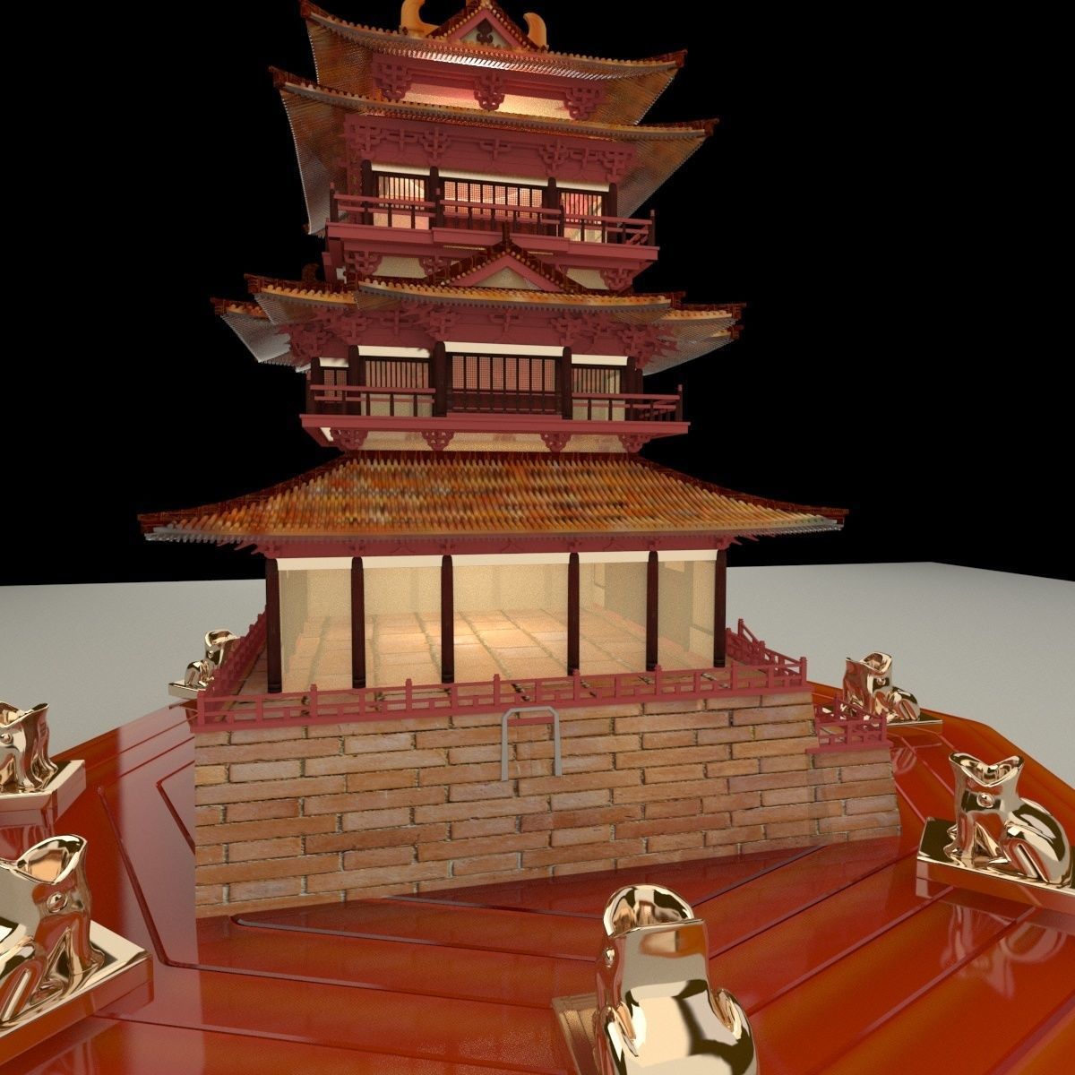 Chinese ancient tower 3D model_2