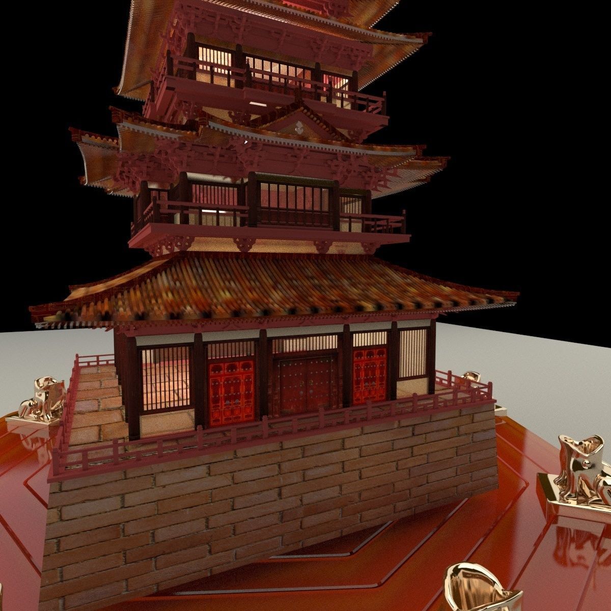 Chinese ancient tower 3D model_3