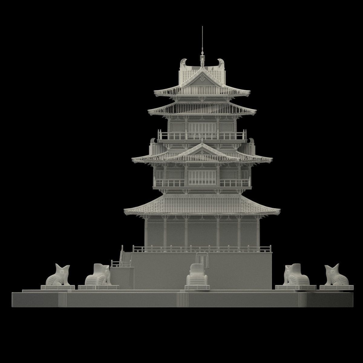 Chinese ancient tower 3D model_5
