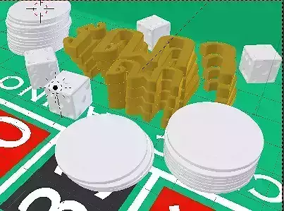 Casino 3d model table with dice and chips