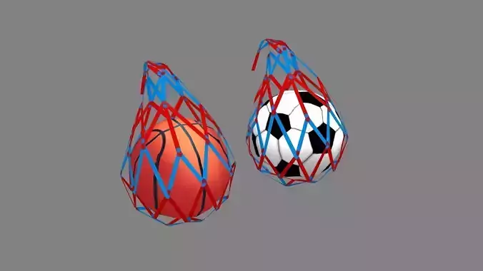 Cartoon football and basketball - net bag