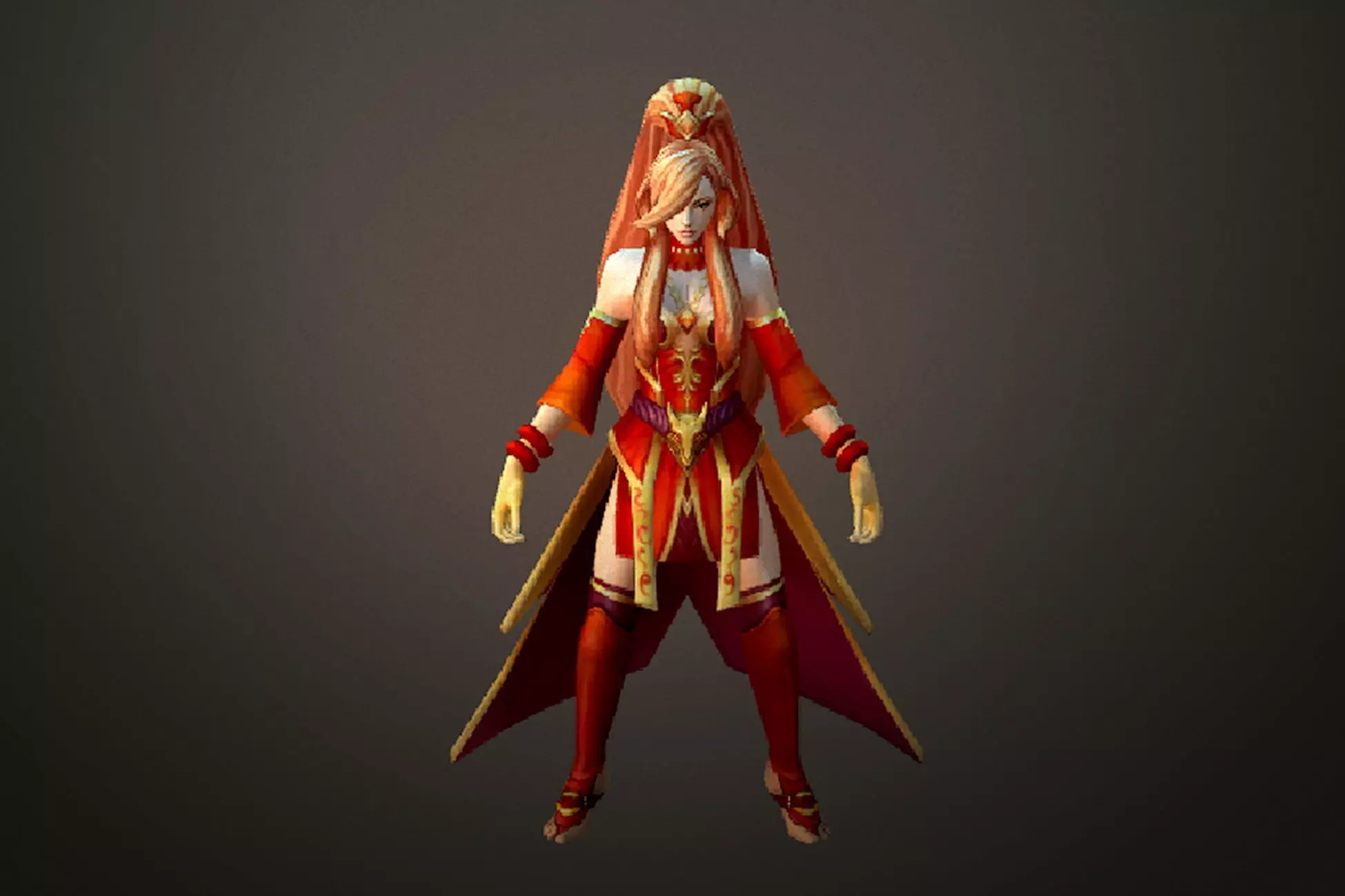 Fantasy Chess RPG Character - Fire Bird Low-poly 3D model_0