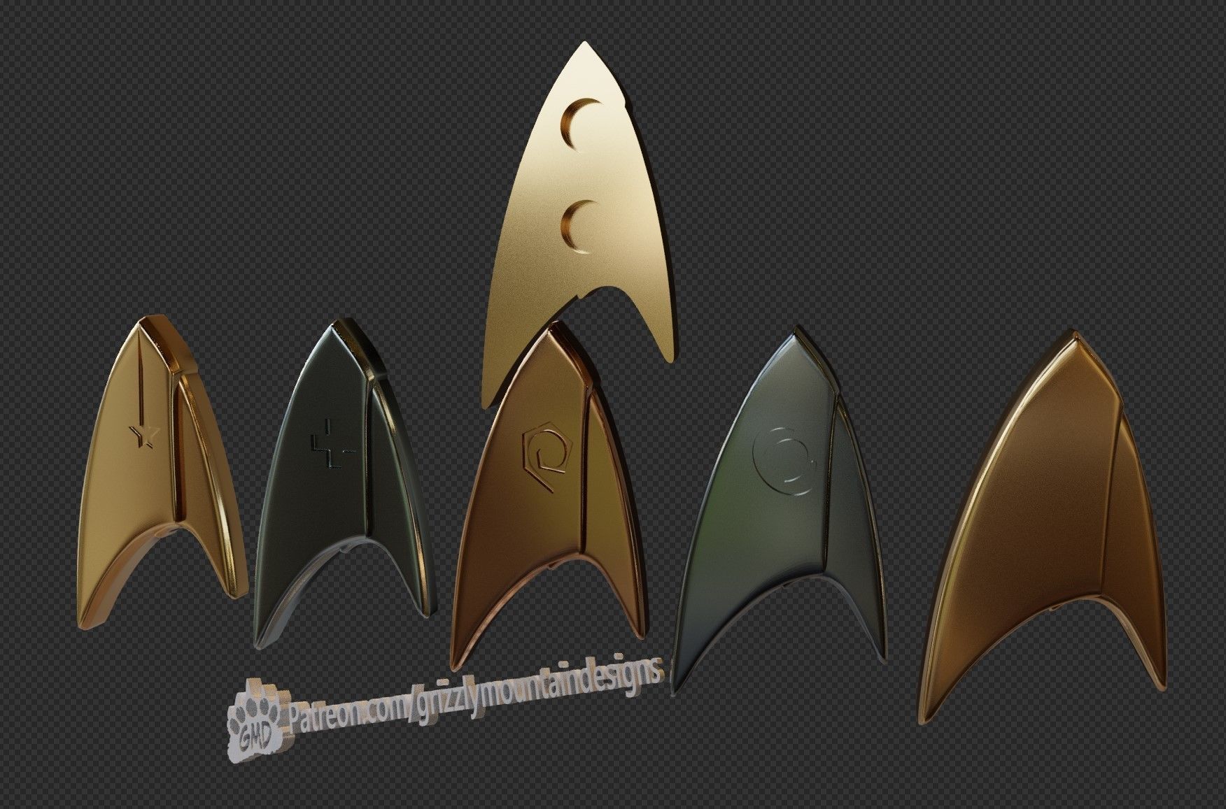 Star Trek Discovery Communication Badges and fridge magnets 3D print model_6