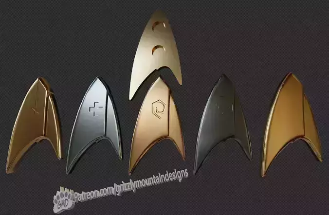 Star Trek Discovery Communication Badges and fridge magnets 3D print model