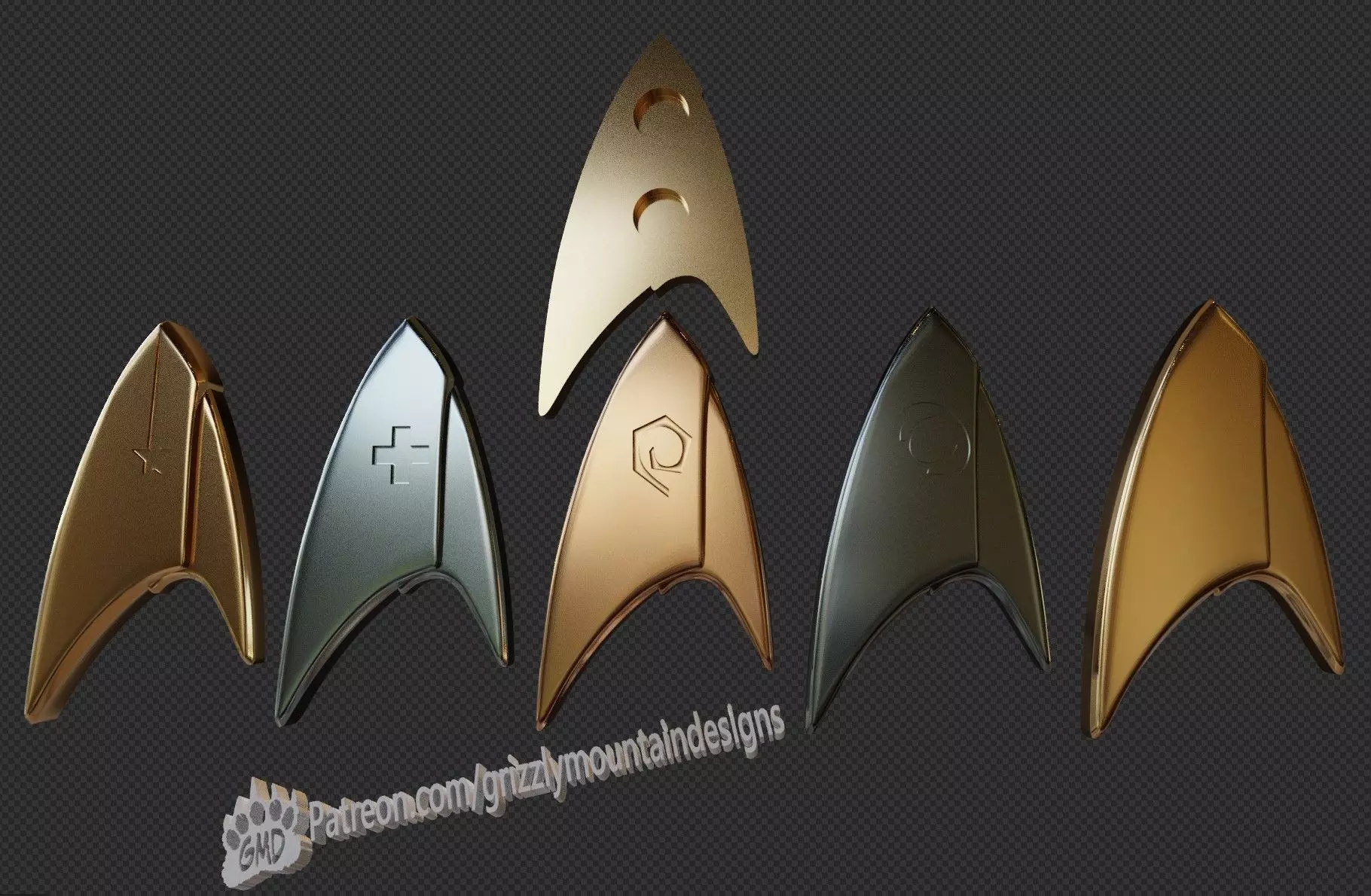 Star Trek Discovery Communication Badges and fridge magnets 3D print model_0
