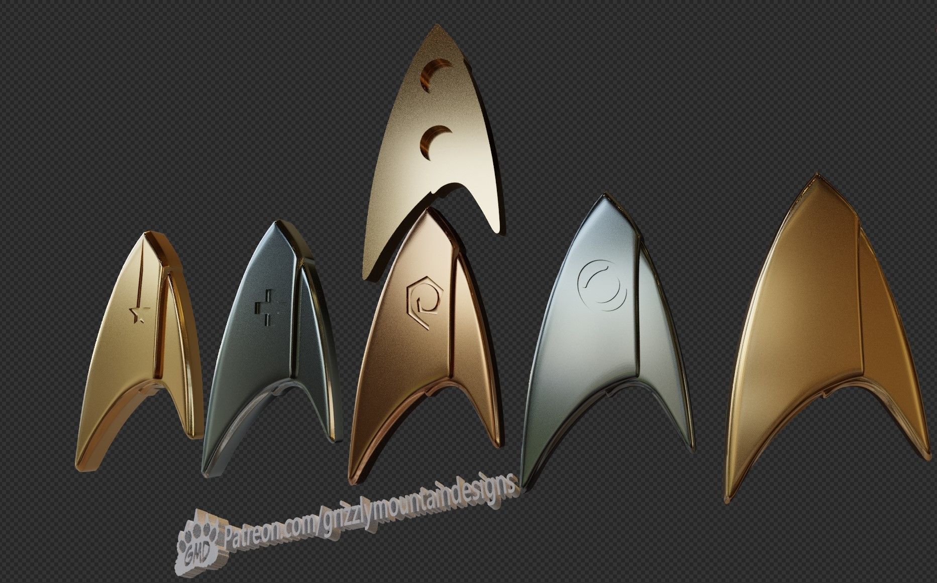 Star Trek Discovery Communication Badges and fridge magnets 3D print model_4