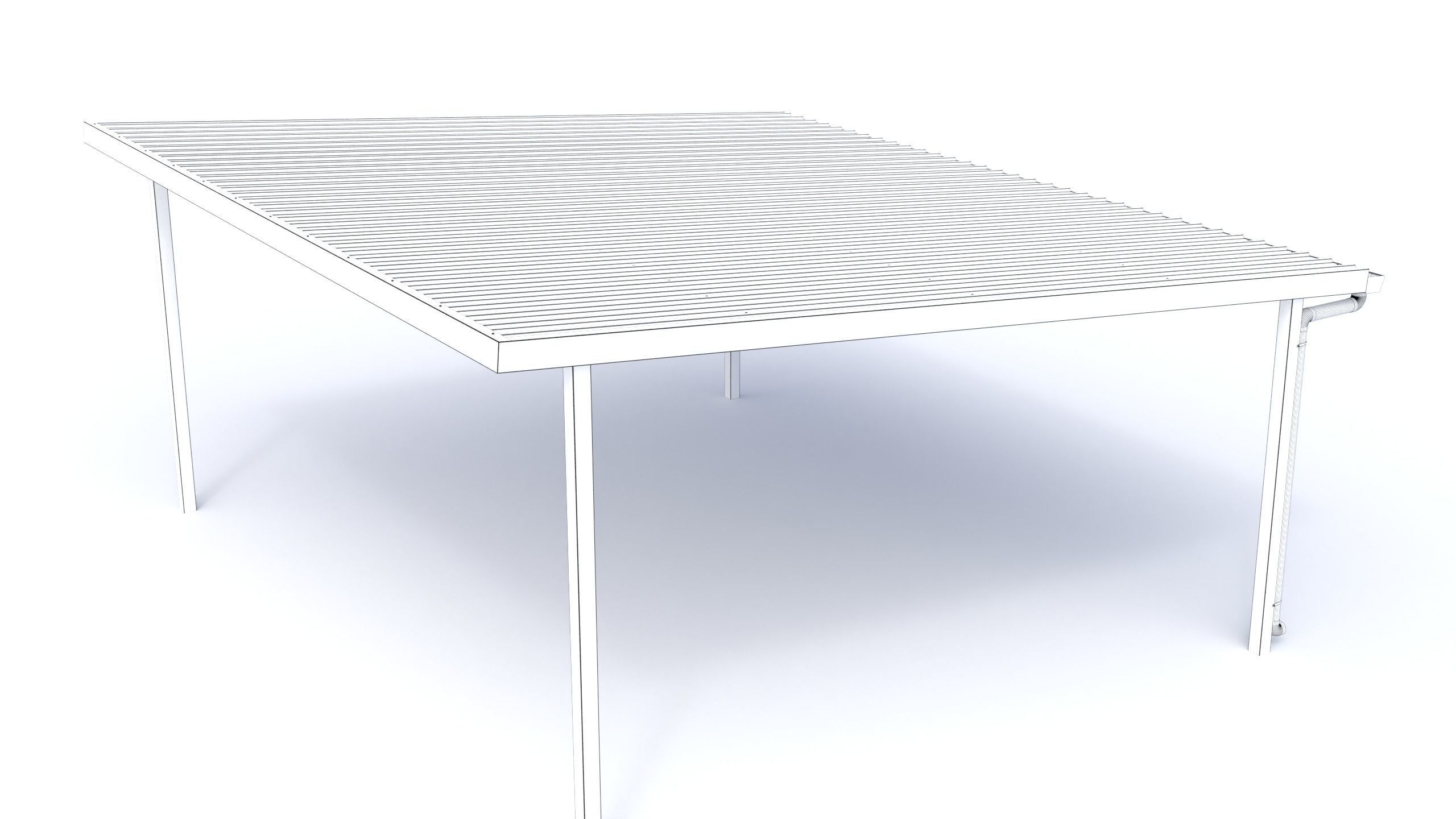 Flat Metal Carport 3D model_9