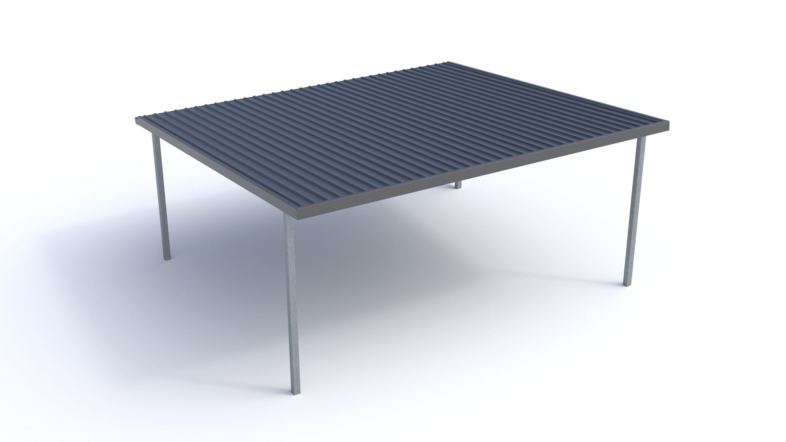 Flat Metal Carport 3D model_1