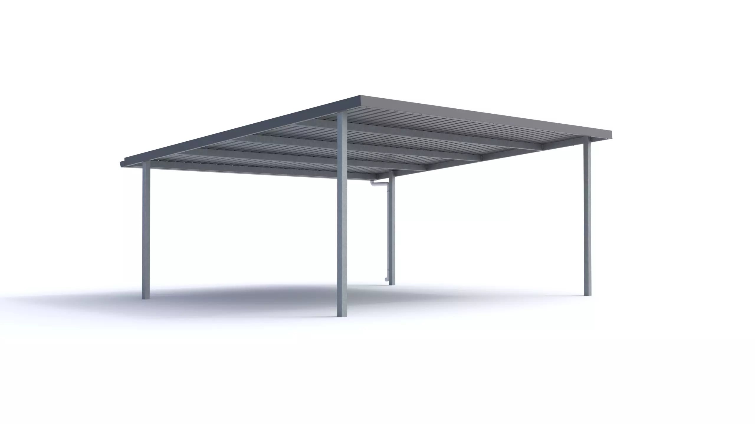 Flat Metal Carport 3D model_0