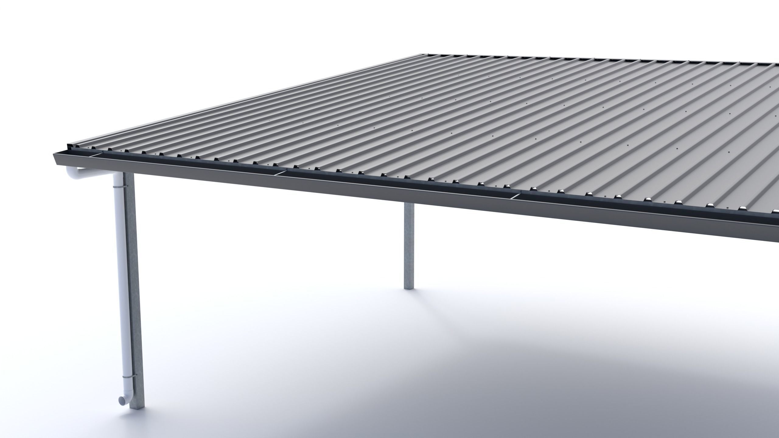 Flat Metal Carport 3D model_4