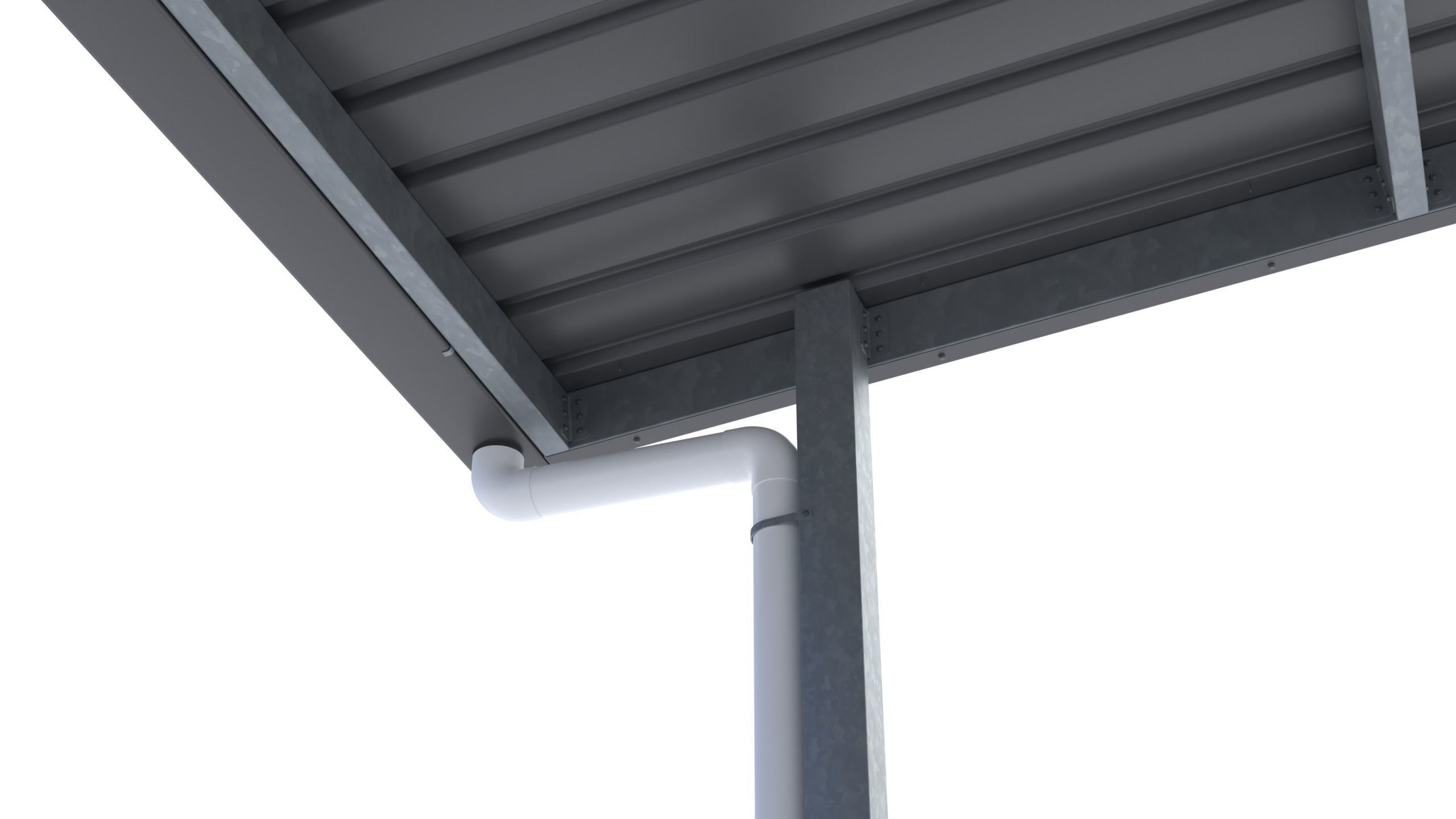 Flat Metal Carport 3D model_5