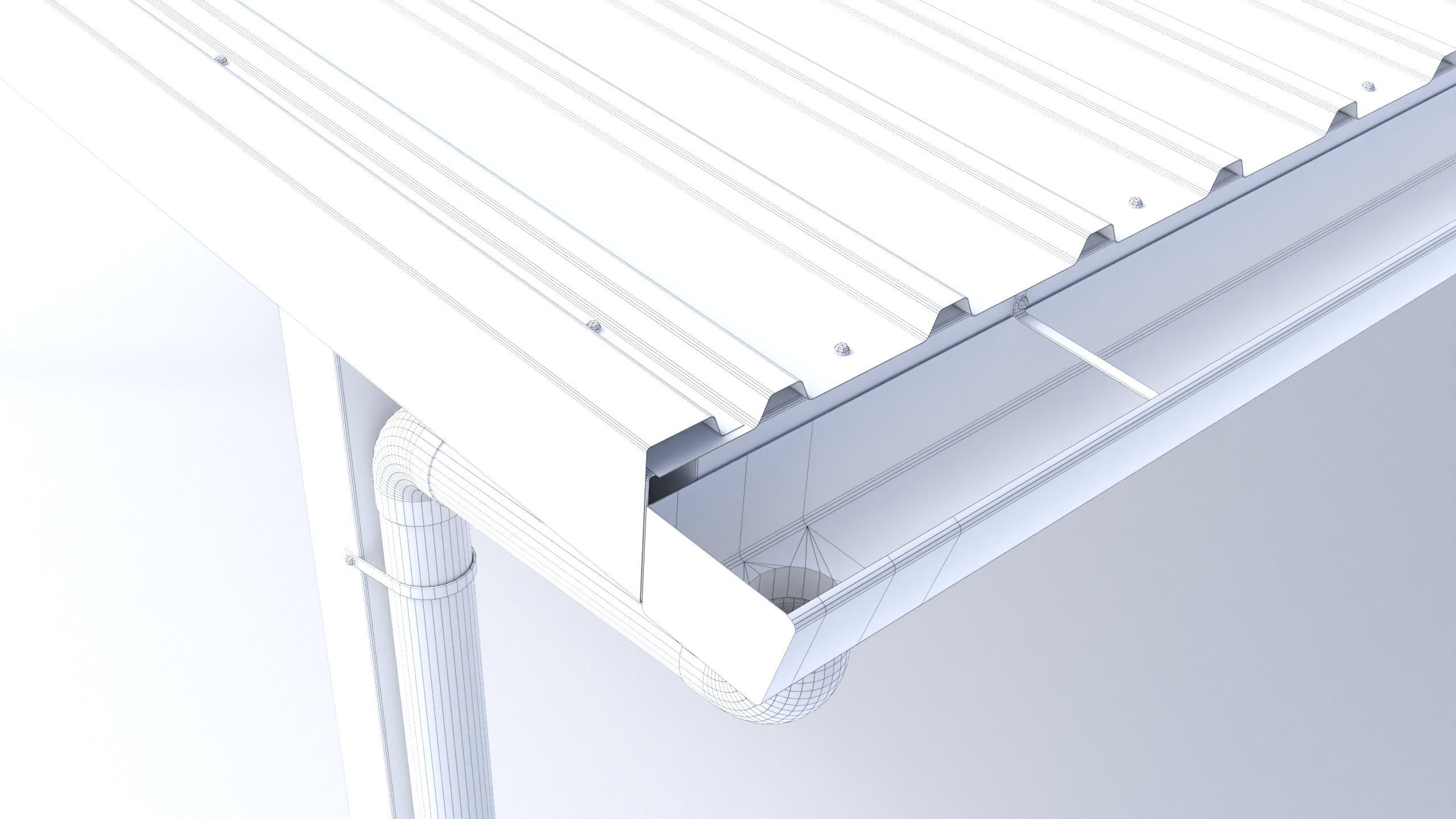 Flat Metal Carport 3D model_10
