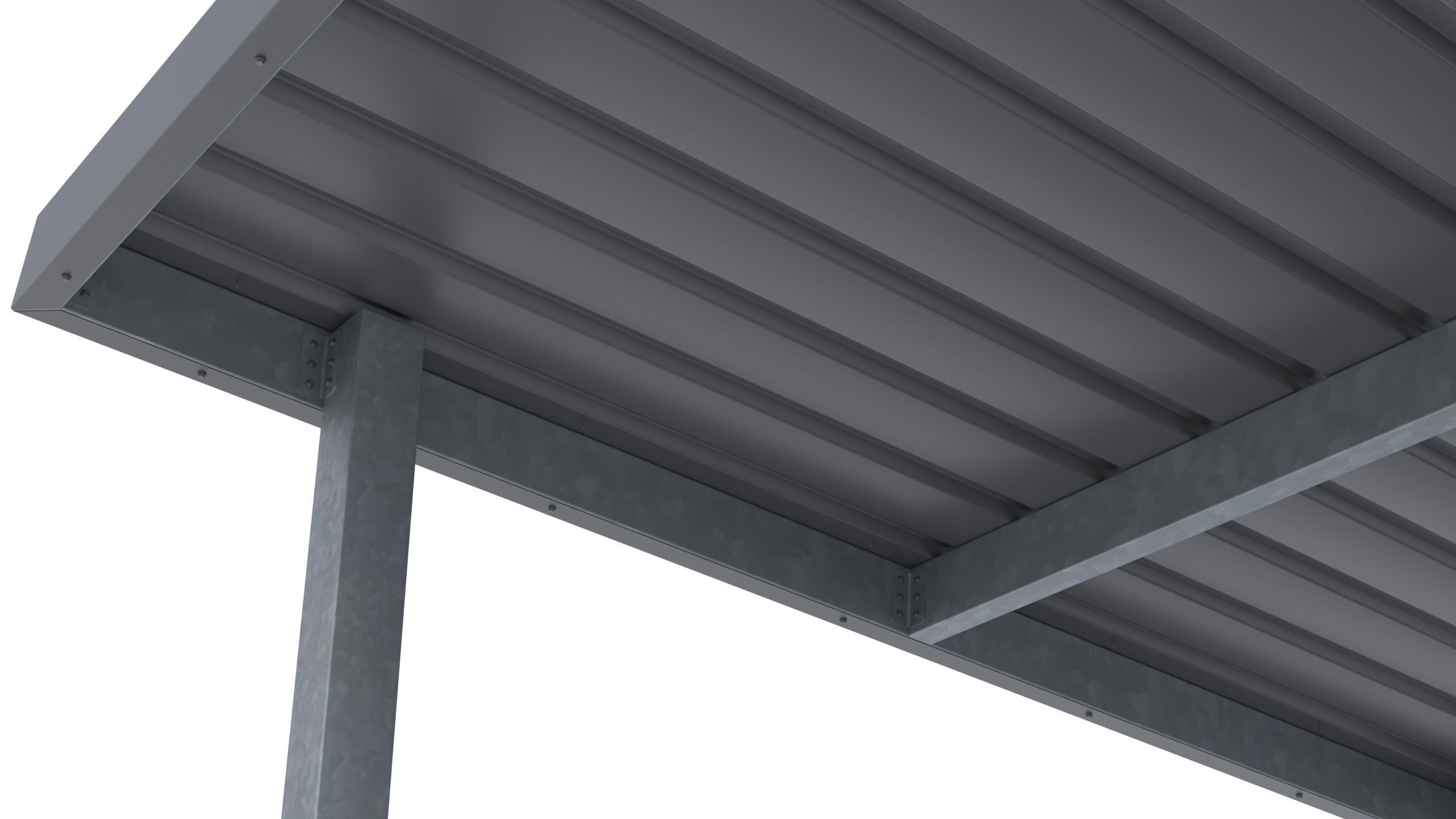Flat Metal Carport 3D model_2