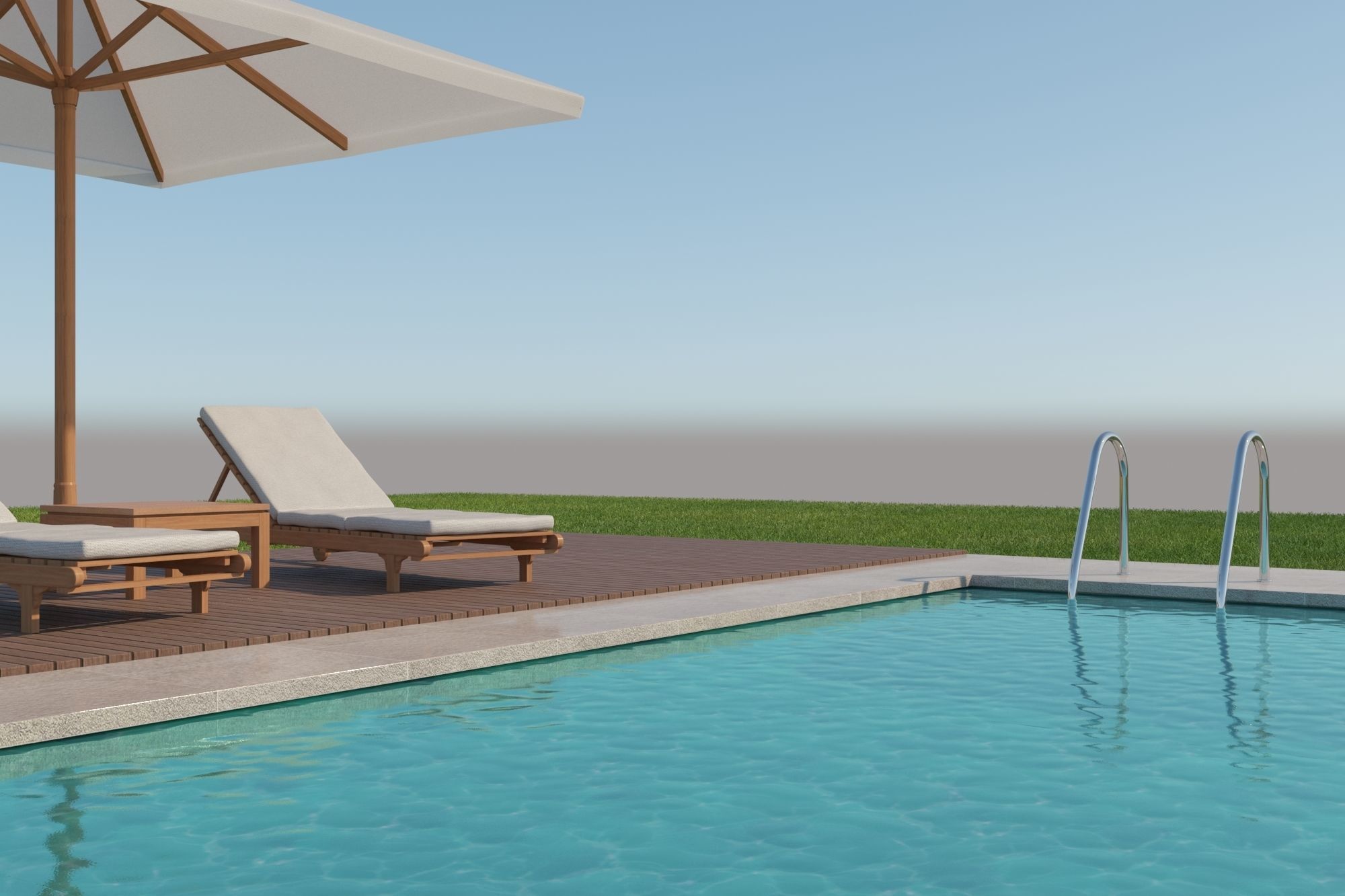 Swimming pool with outdoor furniture 3D model_1