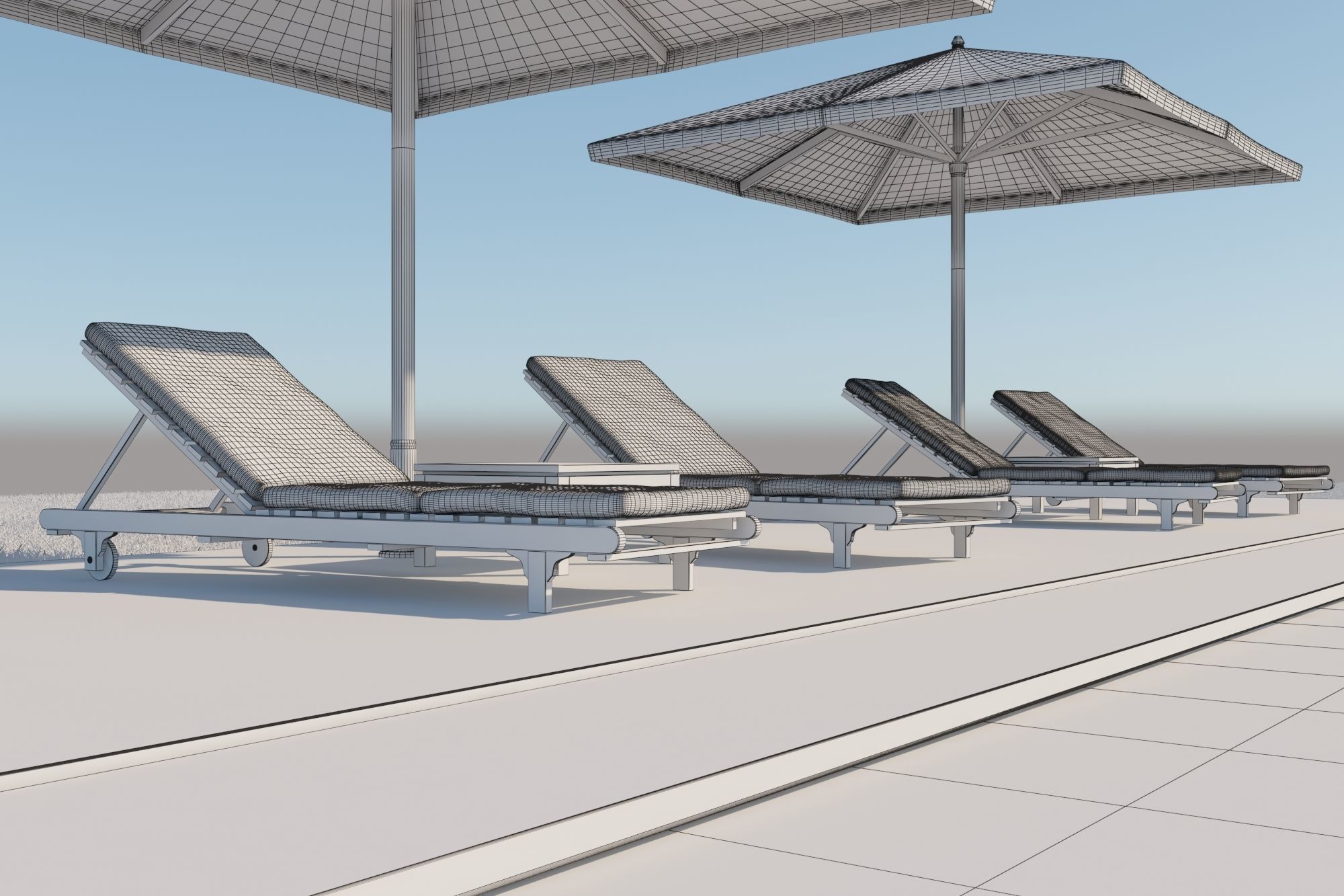 Swimming pool with outdoor furniture 3D model_13