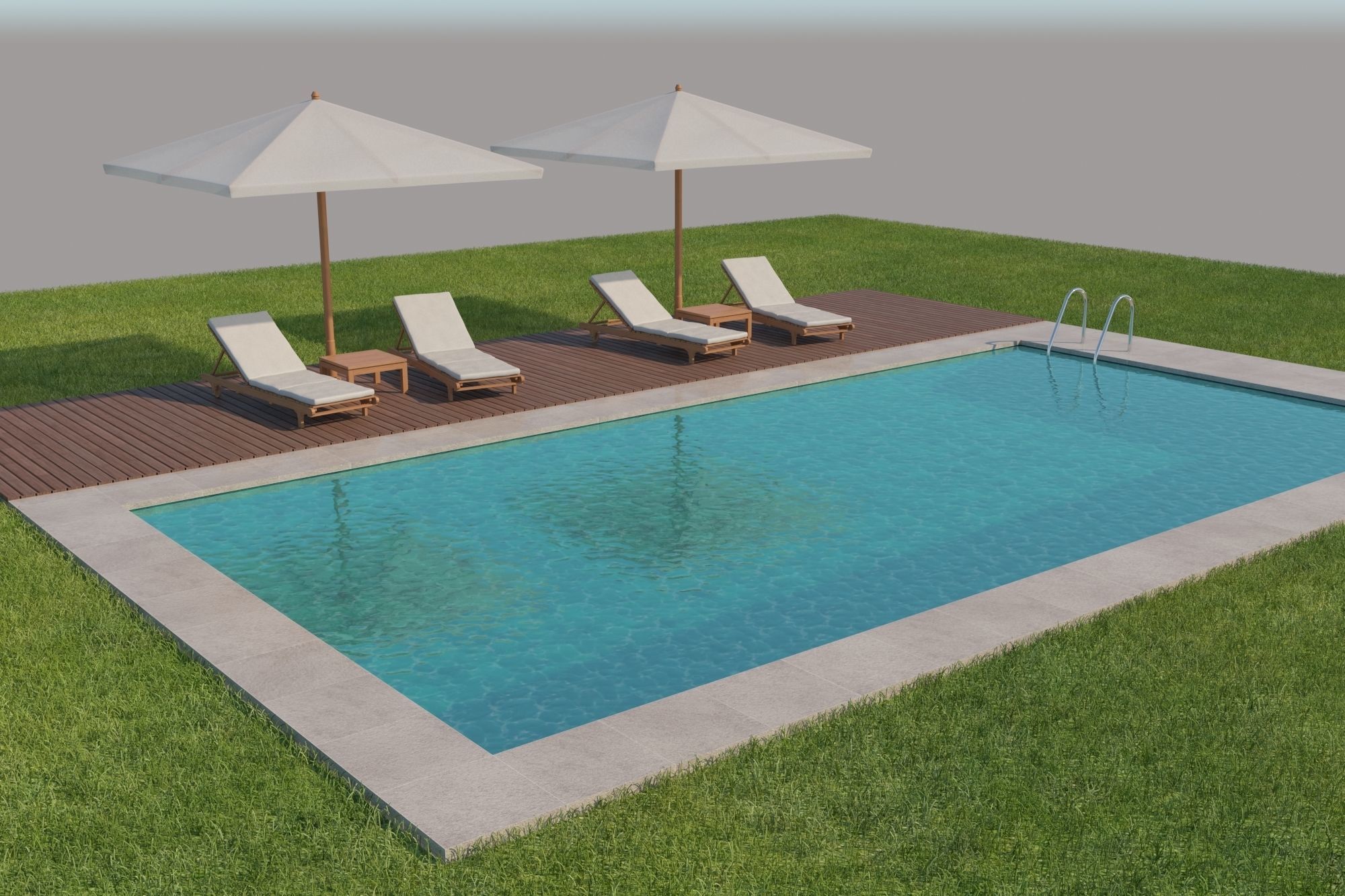 Swimming pool with outdoor furniture 3D model_10