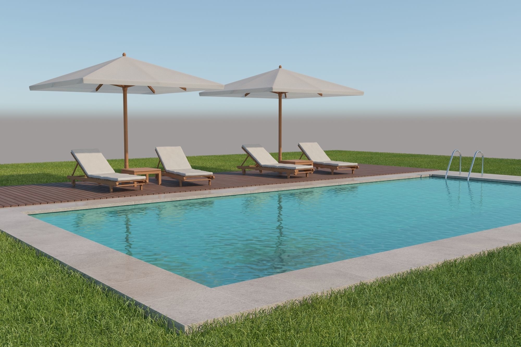 Swimming pool with outdoor furniture 3D model_11