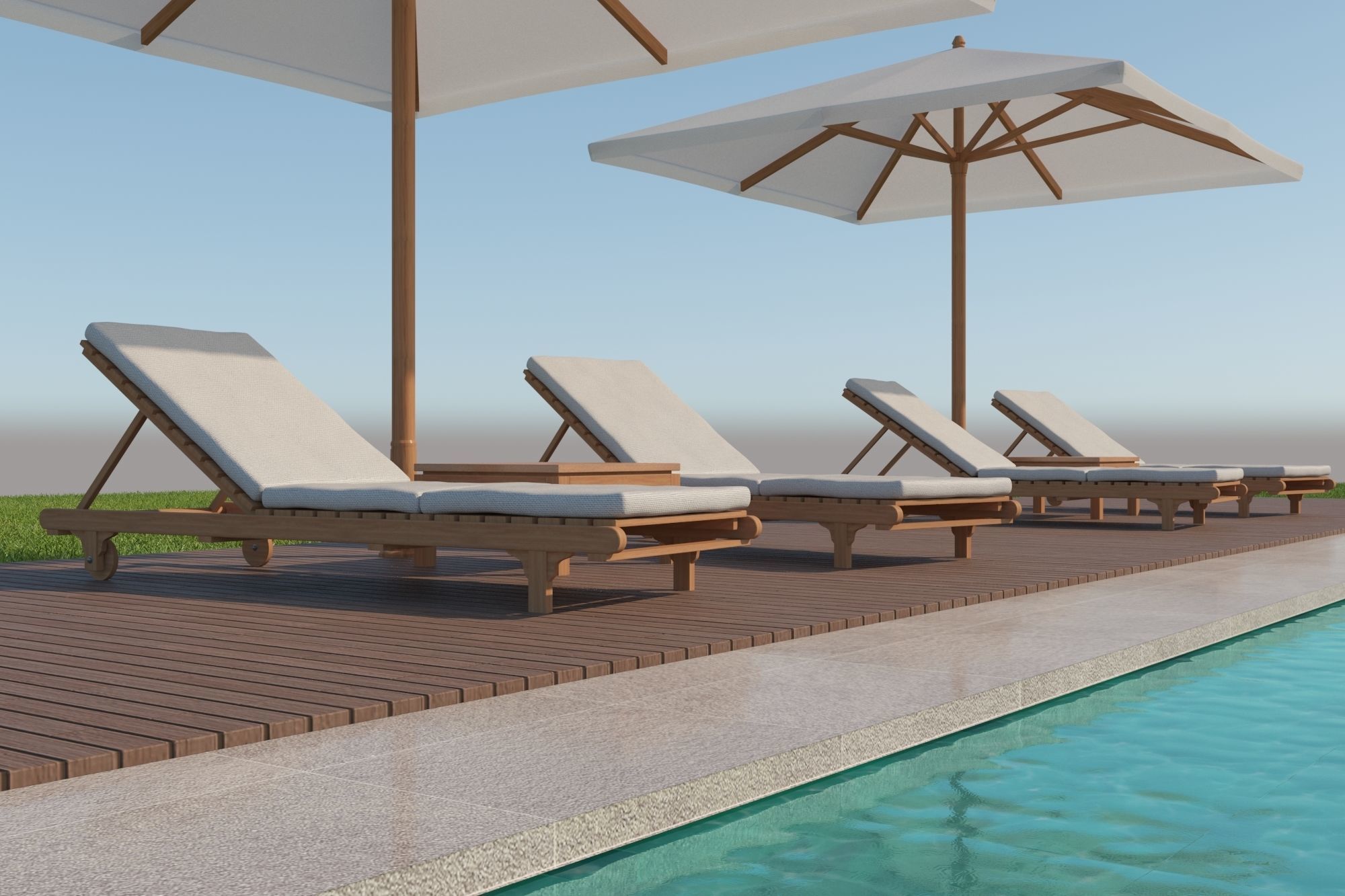 Swimming pool with outdoor furniture 3D model_8