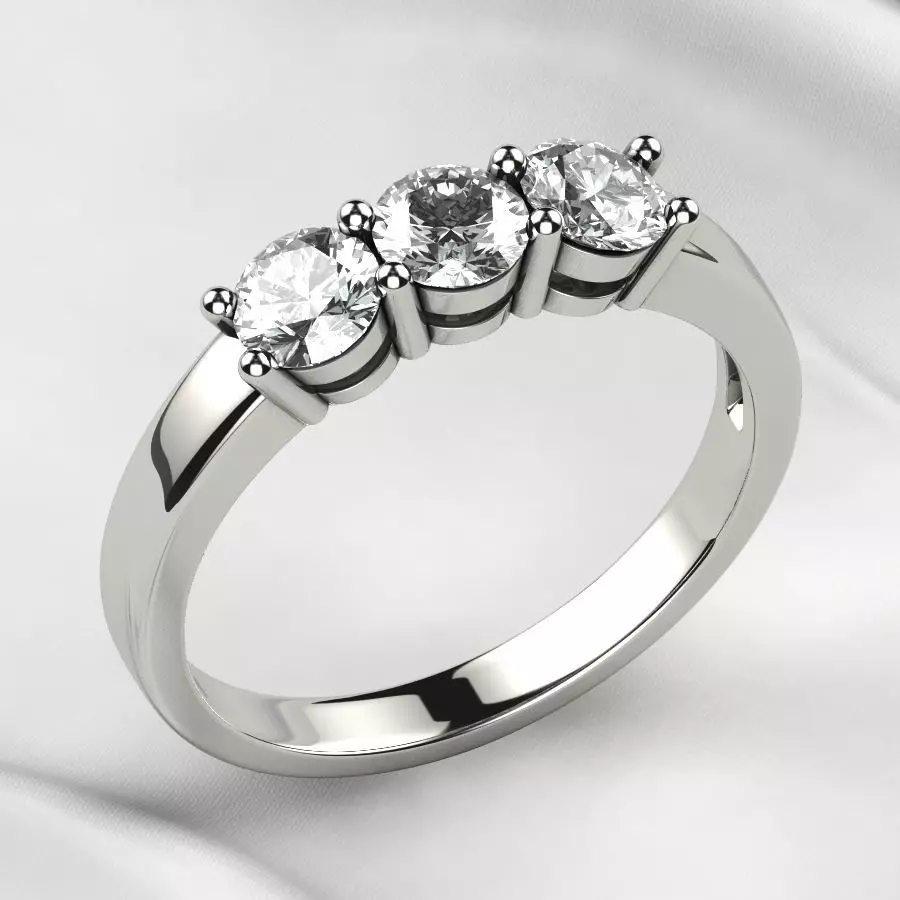 Three 4mm Diamonds Gold Ring 3D print model