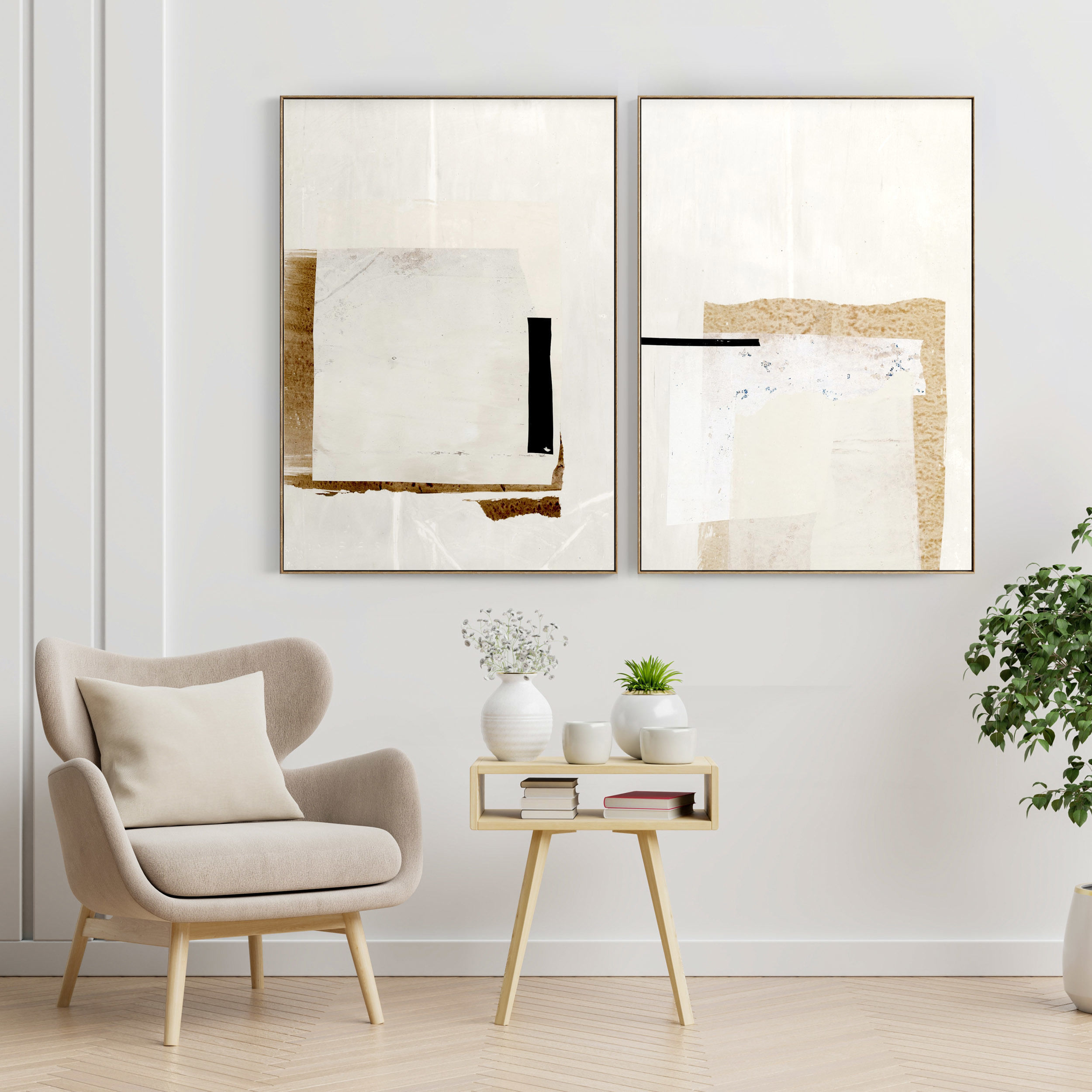 Plaster Two Photo Frame E-51 Low-poly 3D model_2