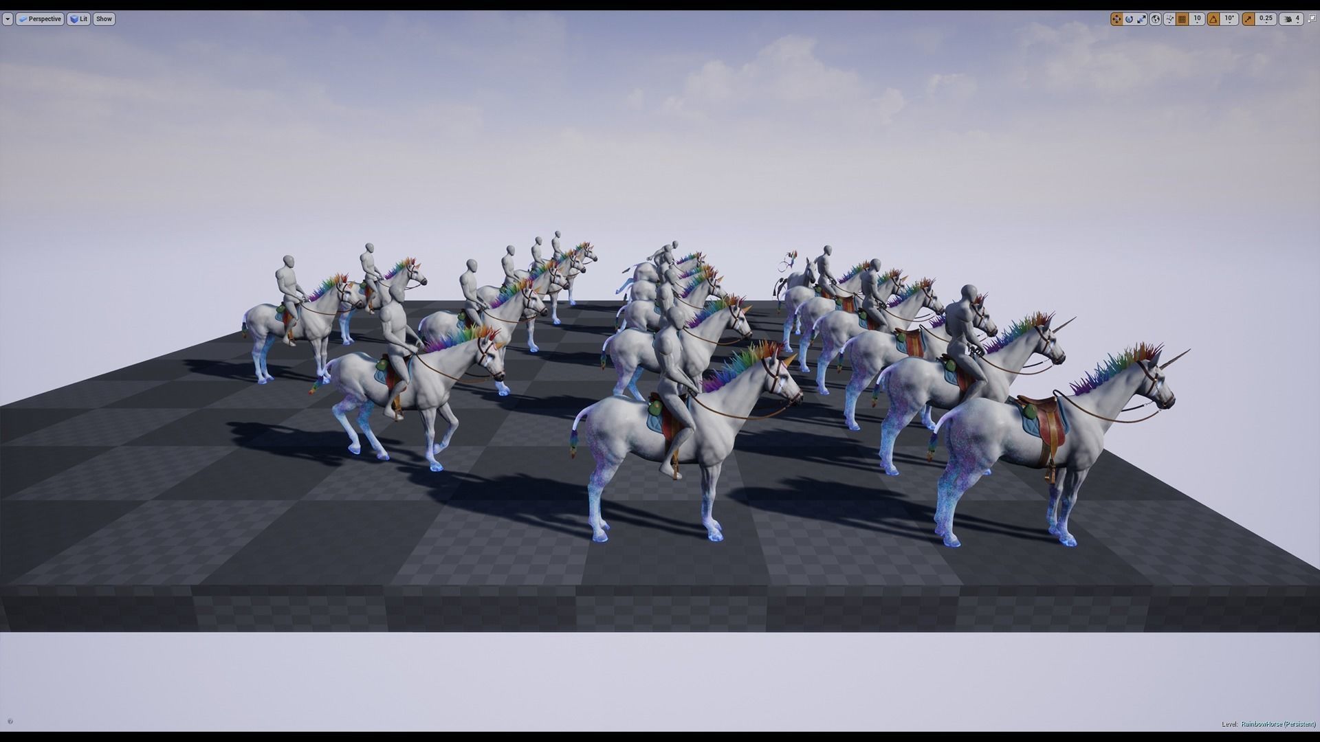 Rainbow Horse Animated Asset Low-poly 3D model_15