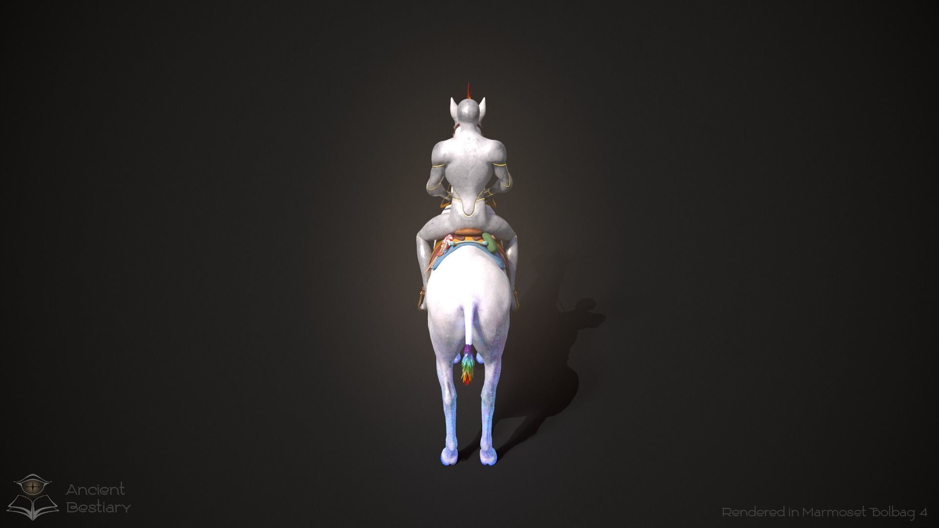Rainbow Horse Animated Asset Low-poly 3D model_7