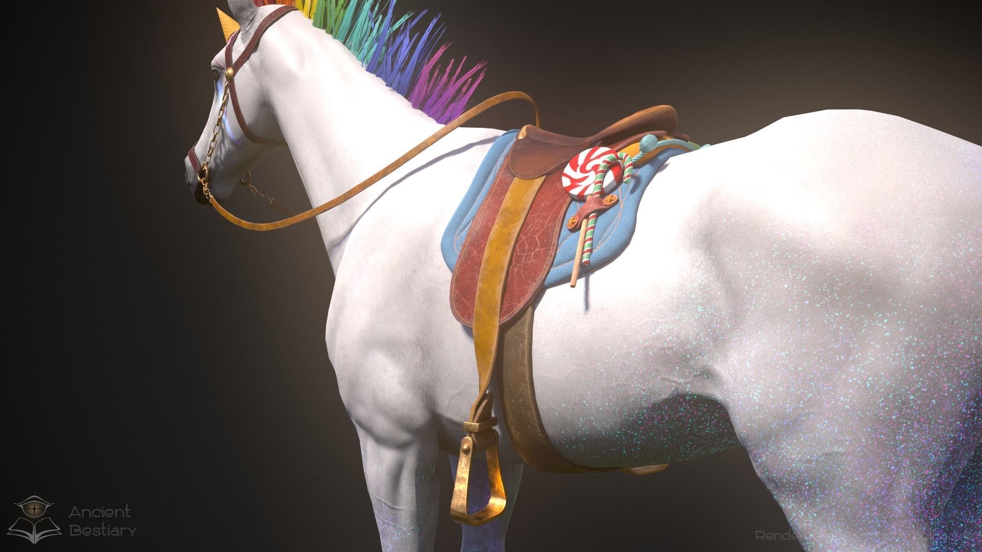 Rainbow Horse Animated Asset Low-poly 3D model_3