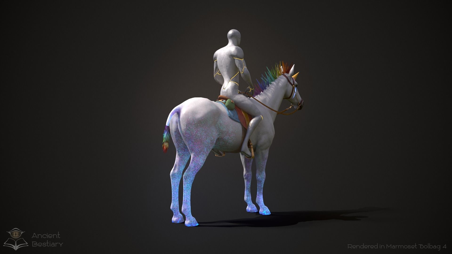 Rainbow Horse Animated Asset Low-poly 3D model_8