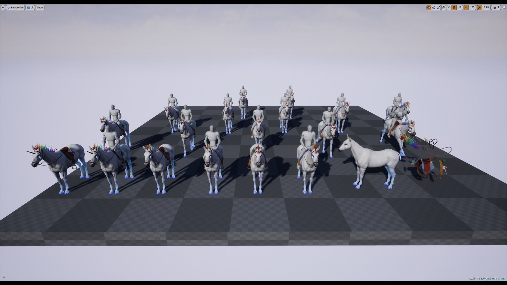 Rainbow Horse Animated Asset Low-poly 3D model_14