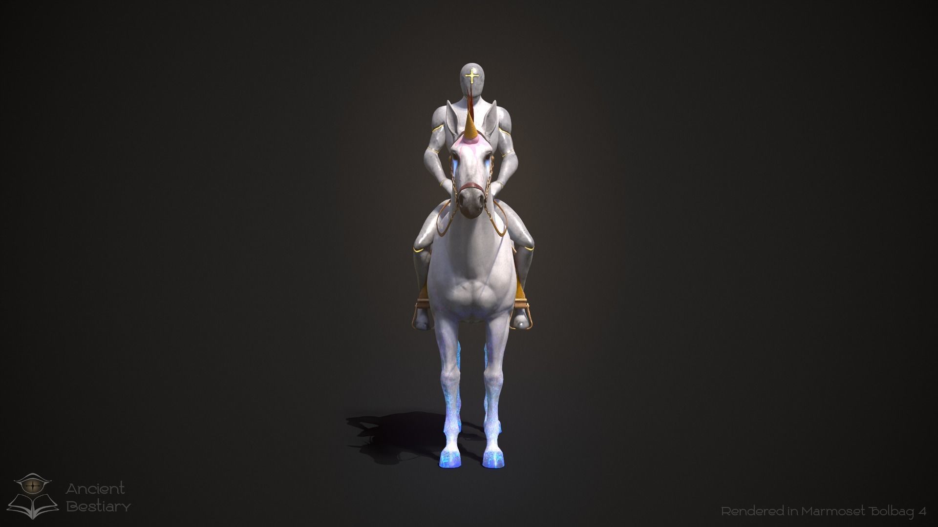 Rainbow Horse Animated Asset Low-poly 3D model_9