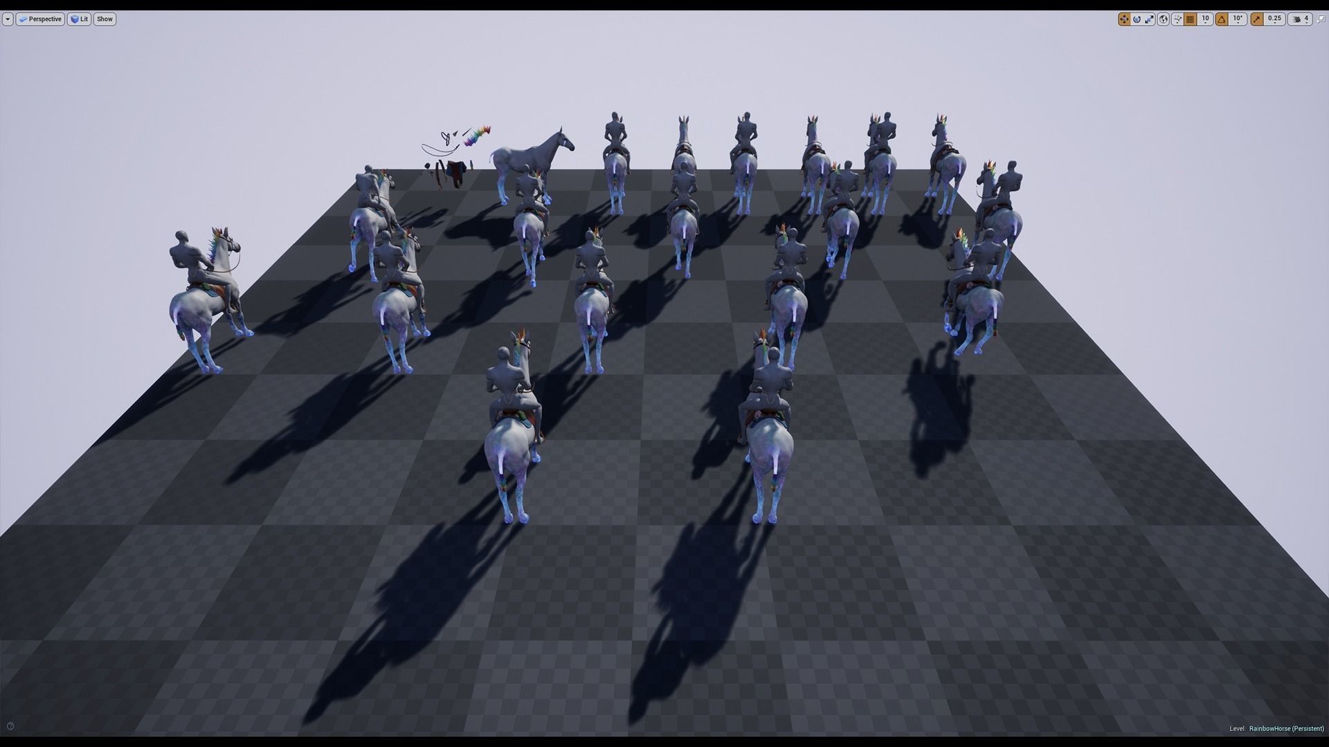 Rainbow Horse Animated Asset Low-poly 3D model_16