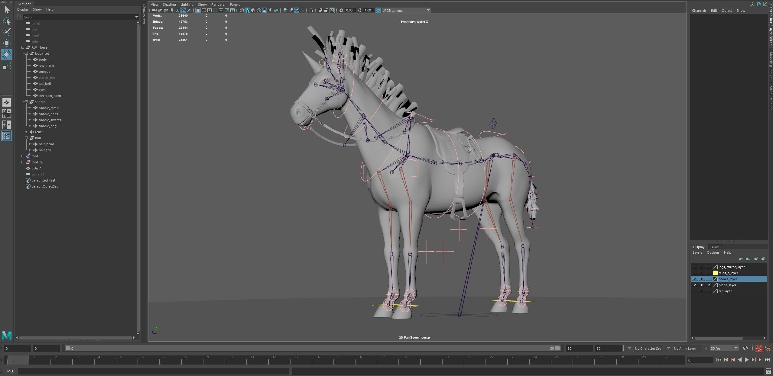 Rainbow Horse Animated Asset Low-poly 3D model_12