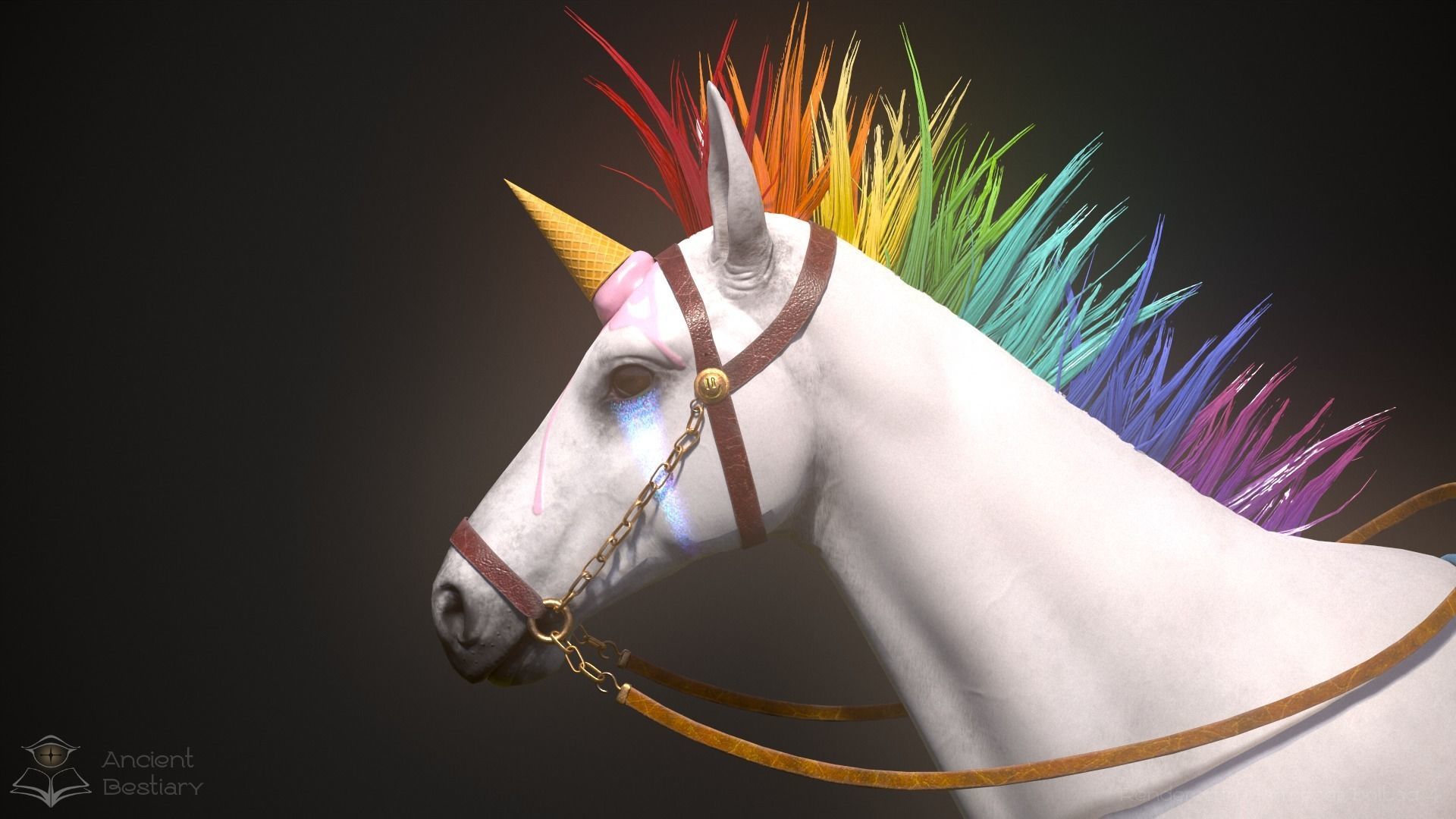 Rainbow Horse Animated Asset Low-poly 3D model_2