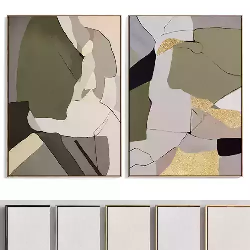 Plaster Two Photo Frame E-52 Low-poly 3D model