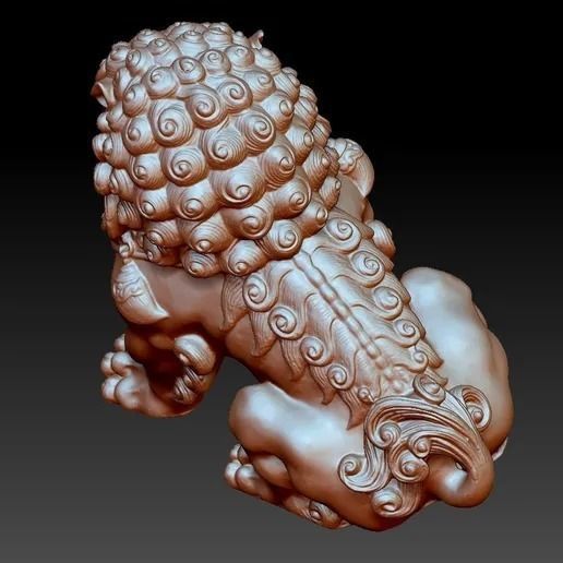 Chinese Guardian Lion Statue Dog Dragon 3D Model  3D model_3