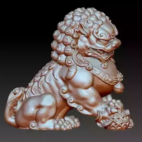 Chinese Guardian Lion Statue Dog Dragon 3D Model 