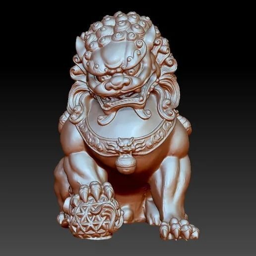 Chinese Guardian Lion Statue Dog Dragon 3D Model  3D model_1