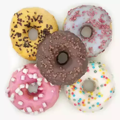 Doughnut or donut collection glazed with colorful glazing 3D model